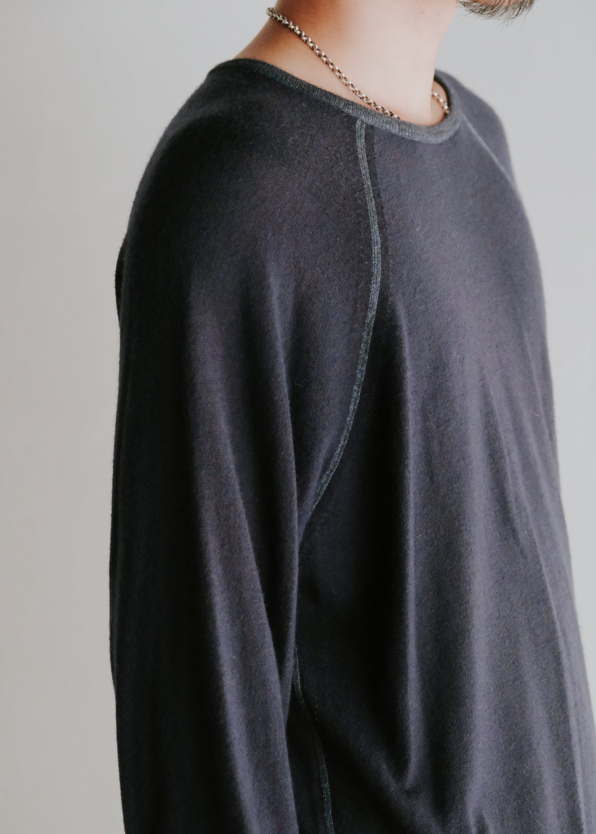 00's Salvatore Ferragamo cashmere cotton raglan sleeve crew neck knit