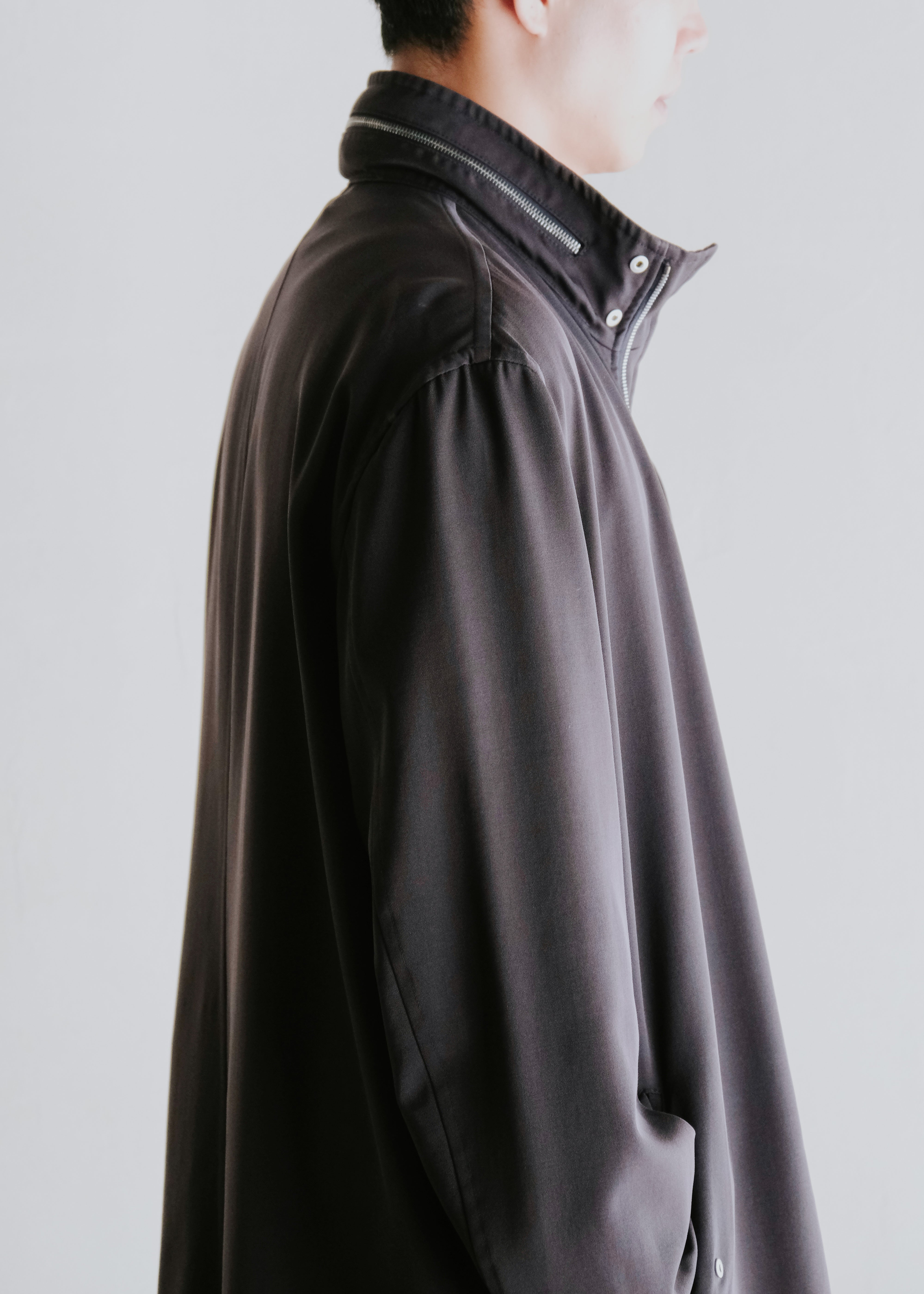 90-00's HERMÈS sigle stand collar fly front wool coat