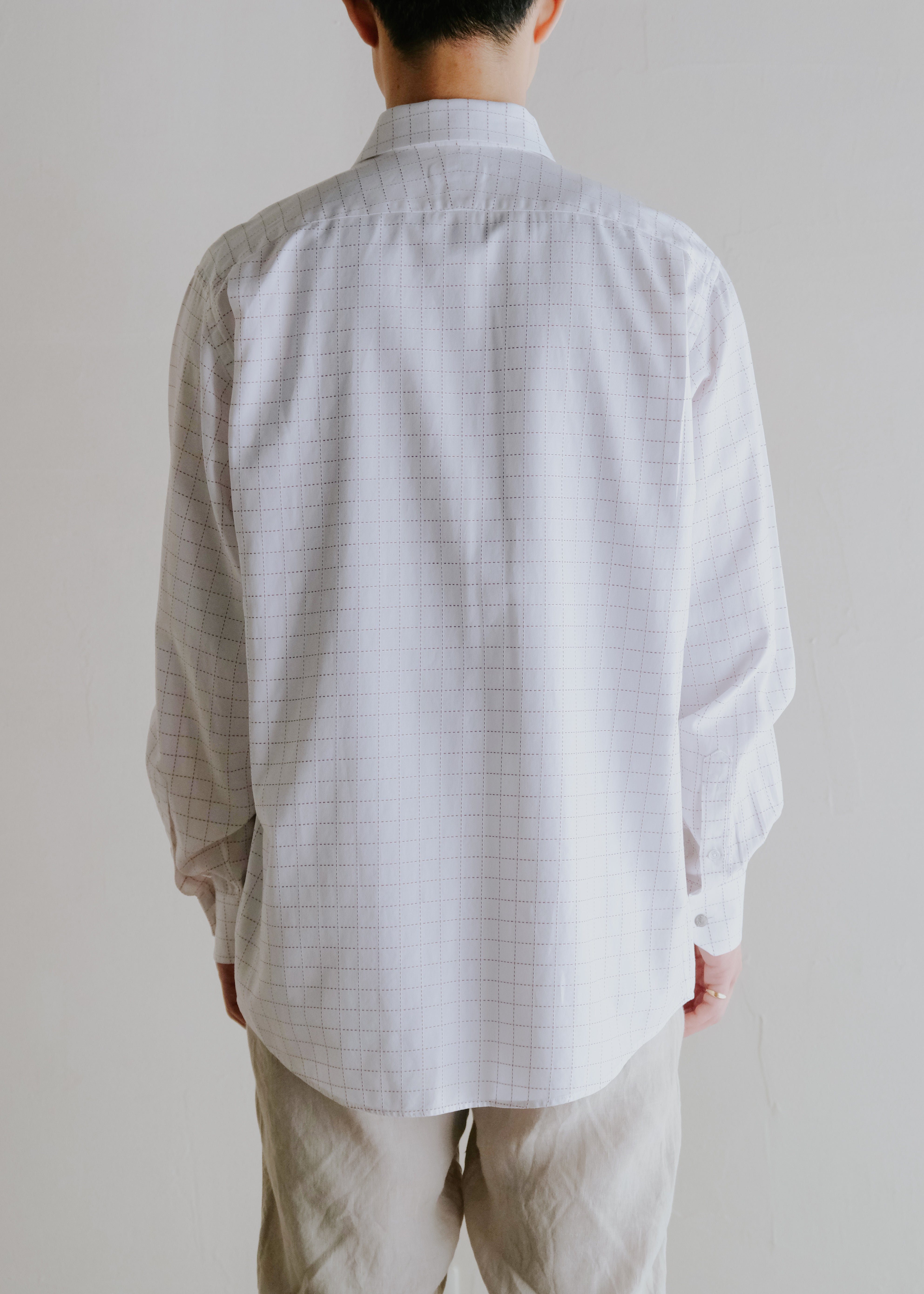 90's HERMÈS windowpane check regular collar shirt