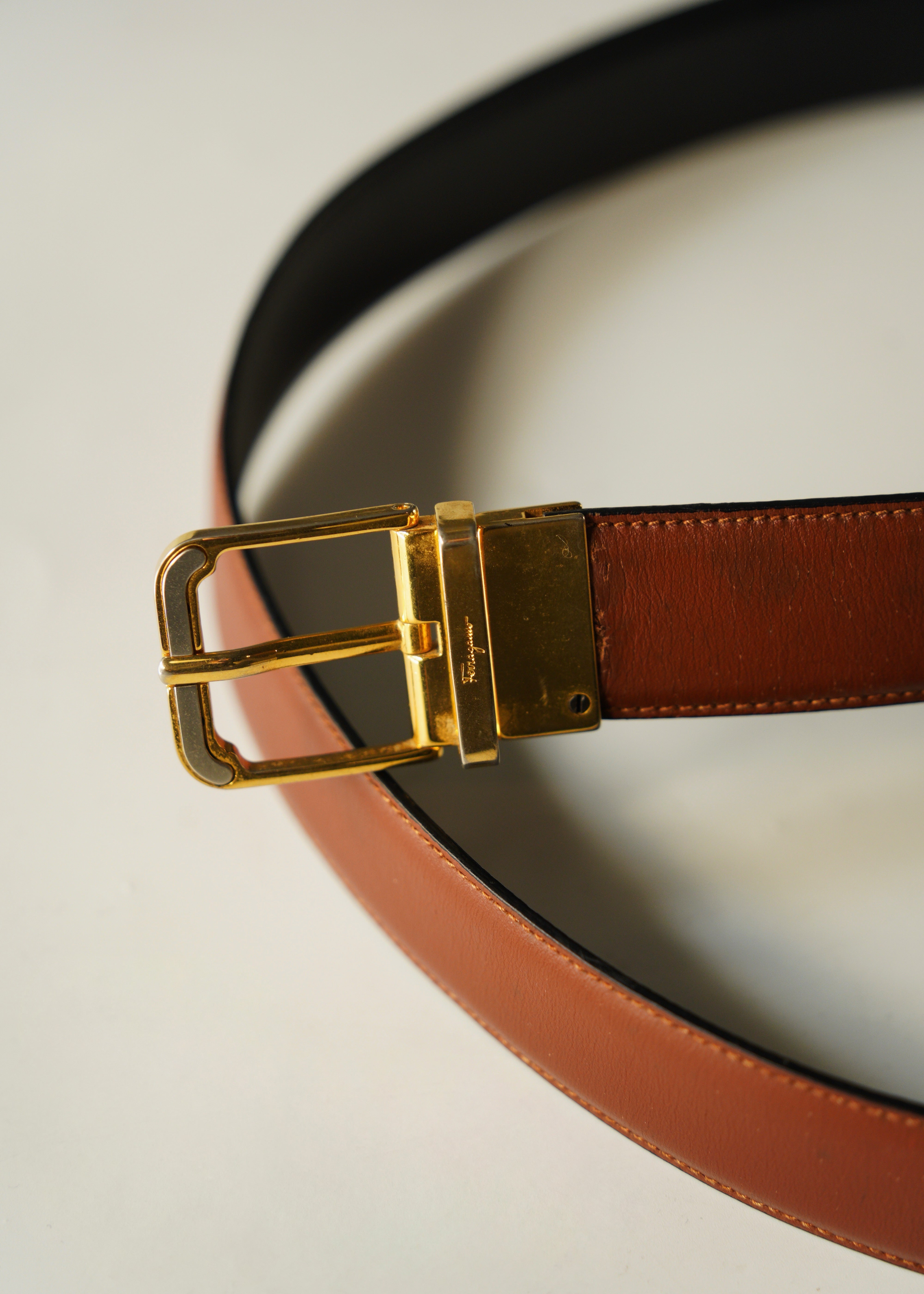 SALVATORE FERRAGAMO サルヴァトーレフェラガモ レザーベルト 本革 ヴィンテージ メンズ アクセサリー イタリア製