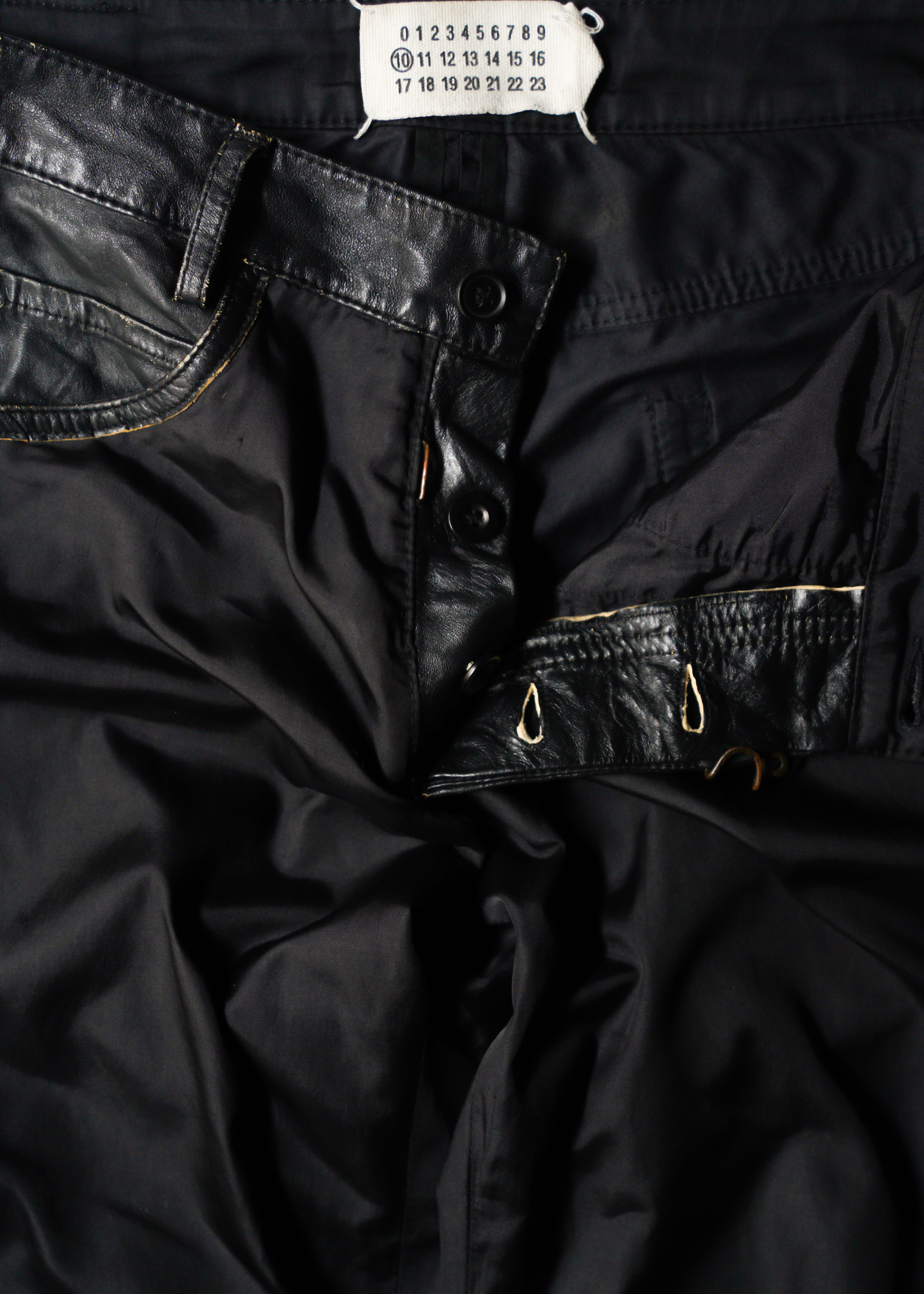Martin Margiela 07SS switching leather nylon trousers