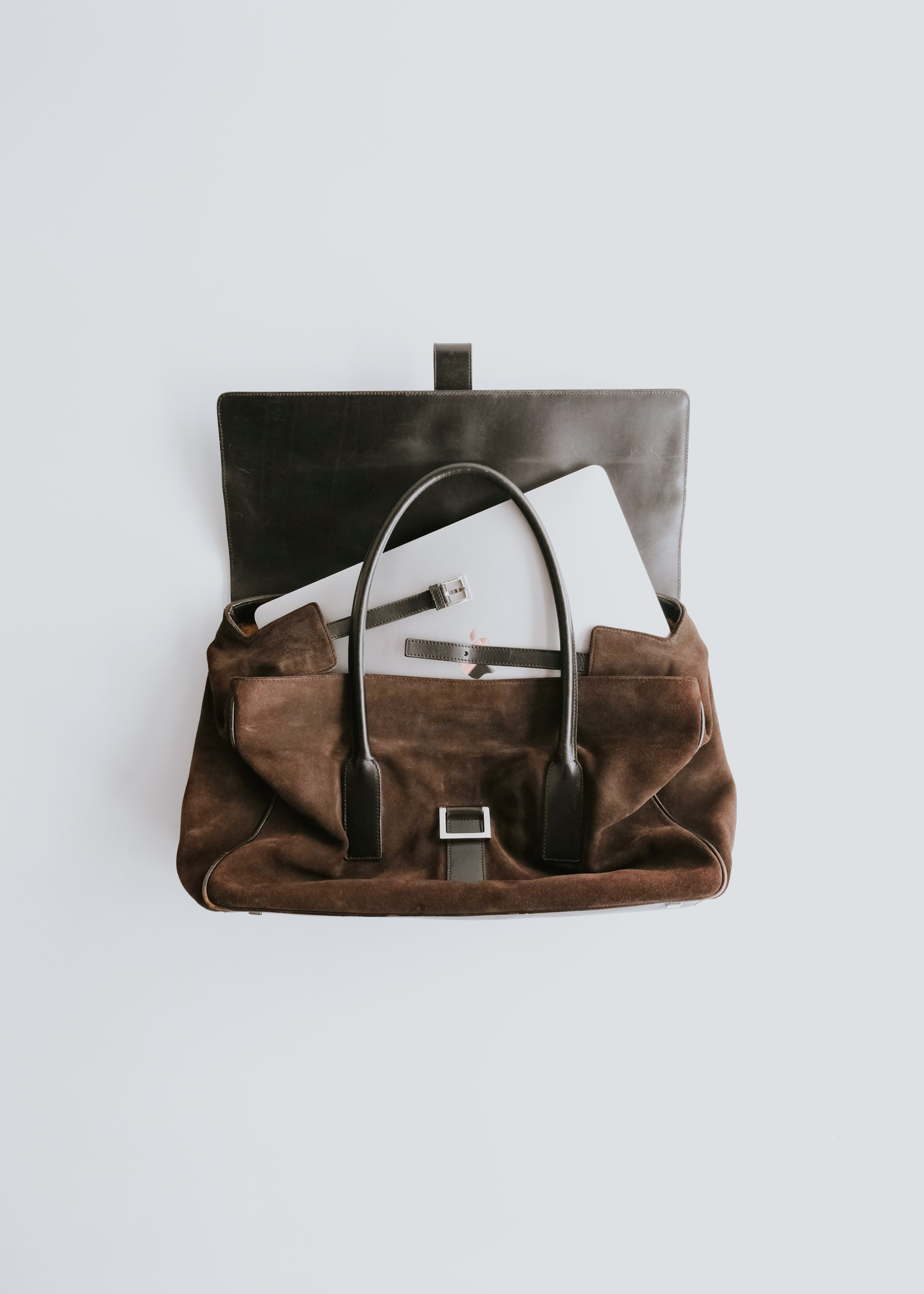 90-00's GUCCI suede leather boston bag