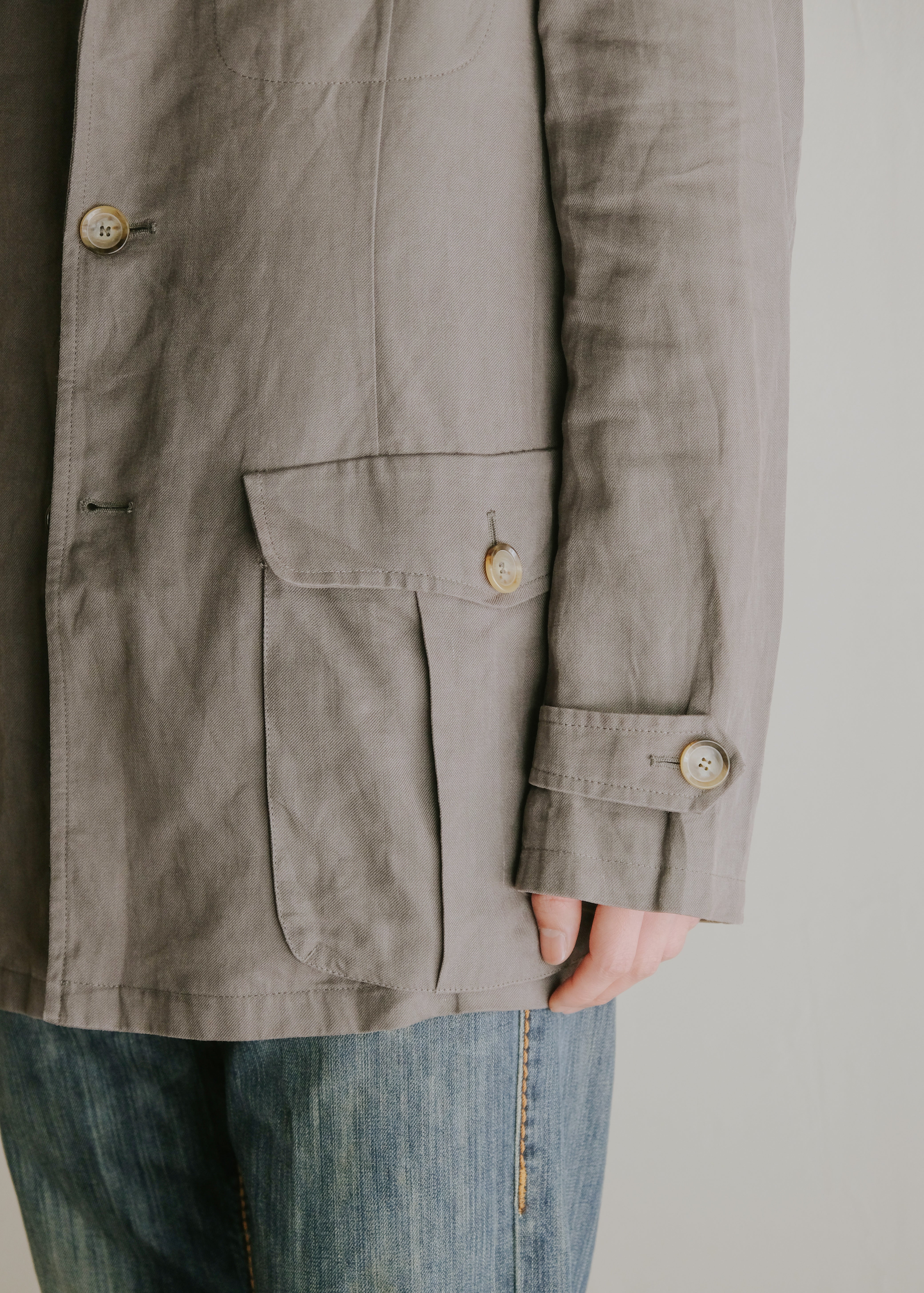 00-10's GIORGIO ARMANI ramie 3-button tailored jacket