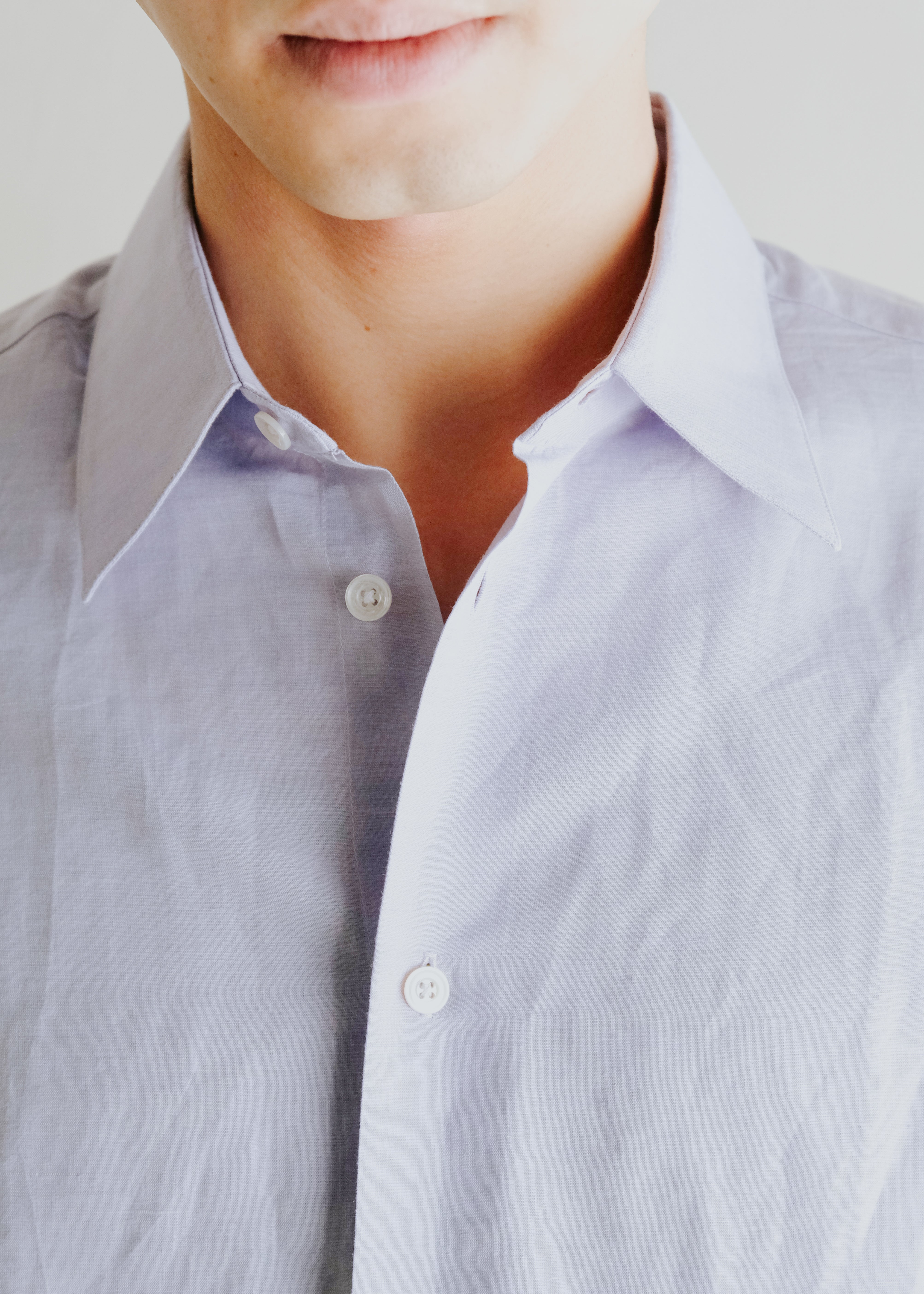 00's HERMÈS linen cotton regular collar shirt