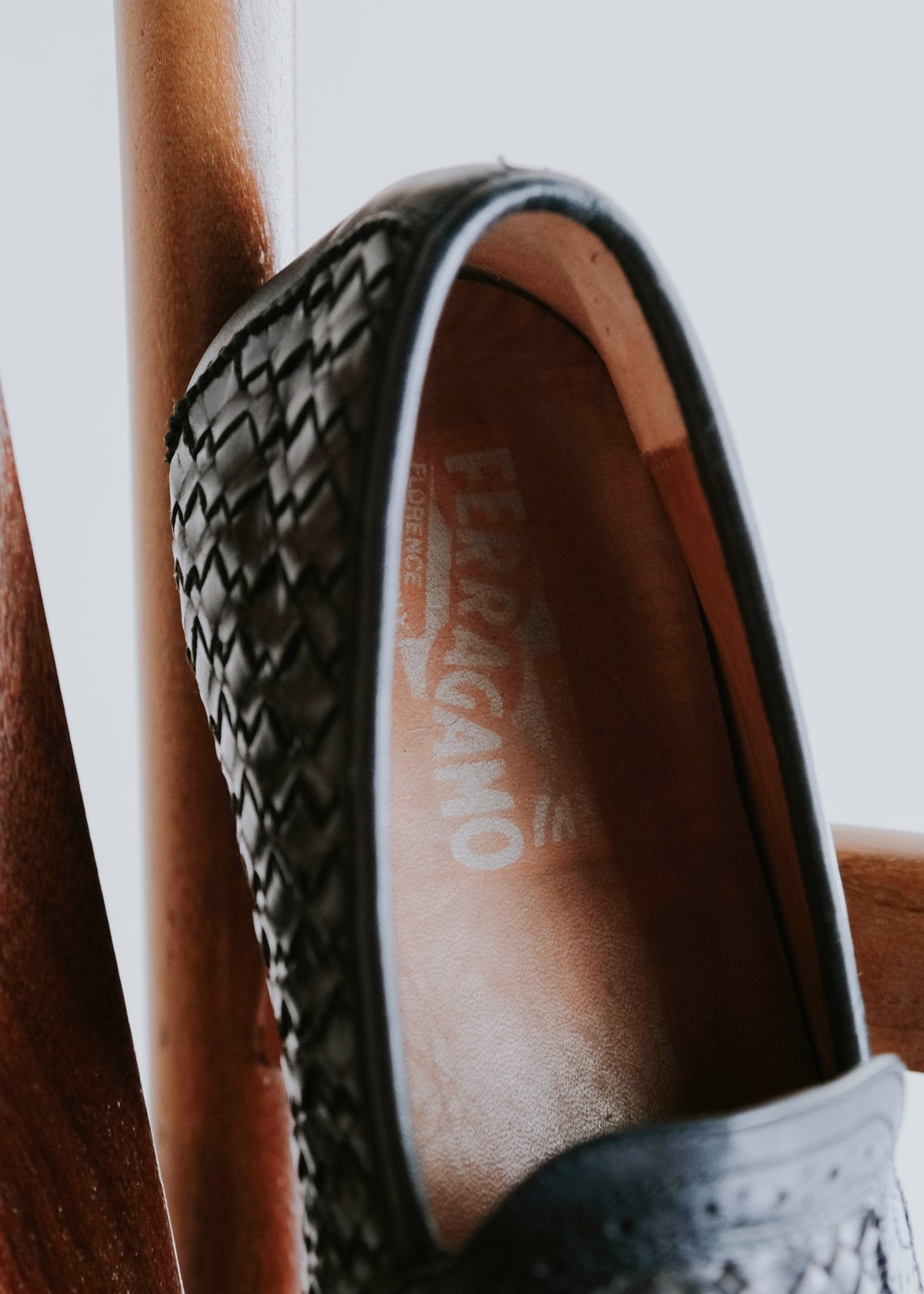 00's- Salvatore Ferragamo woven leather flat loafer