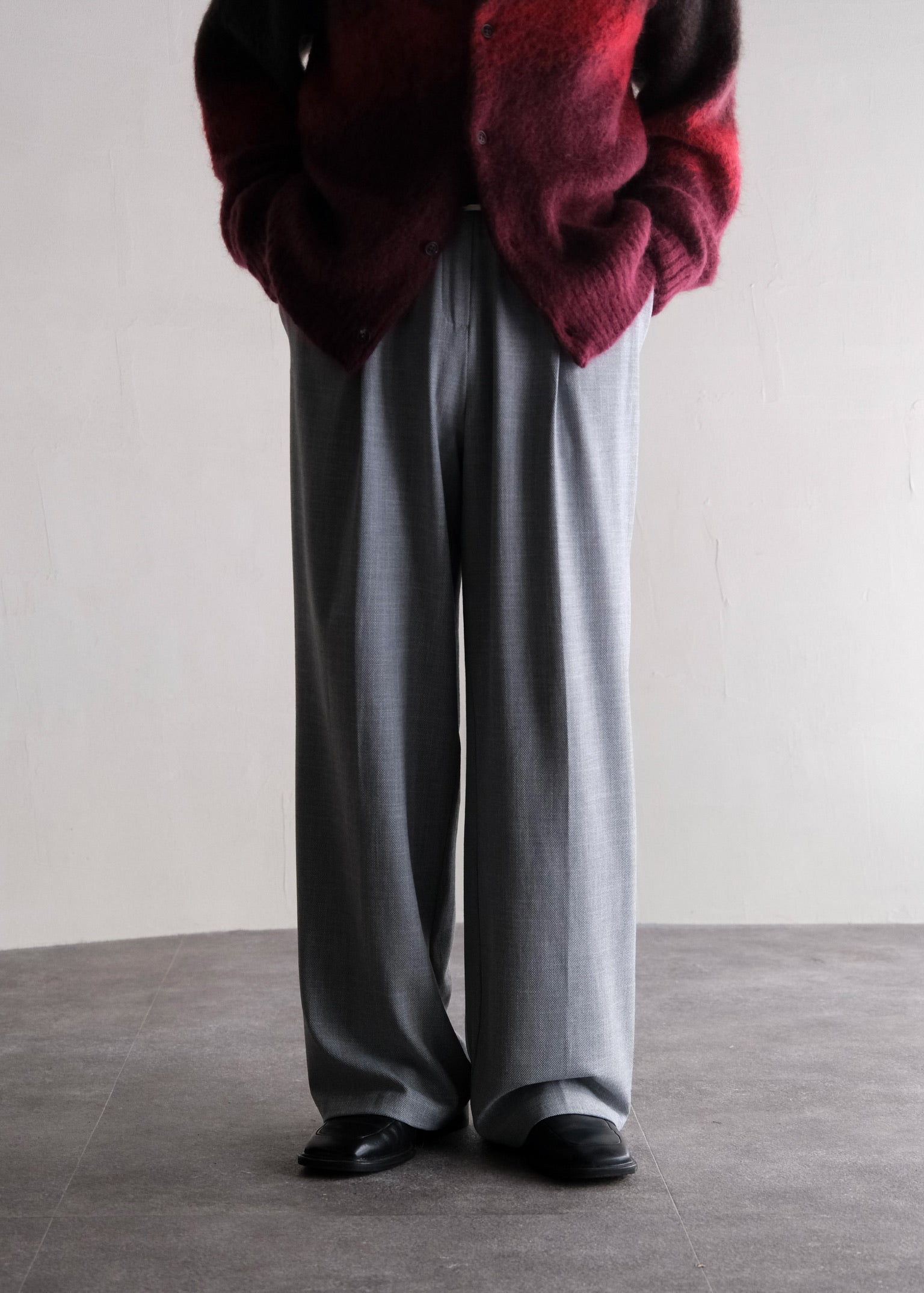 tucked smooth wide straight slacks