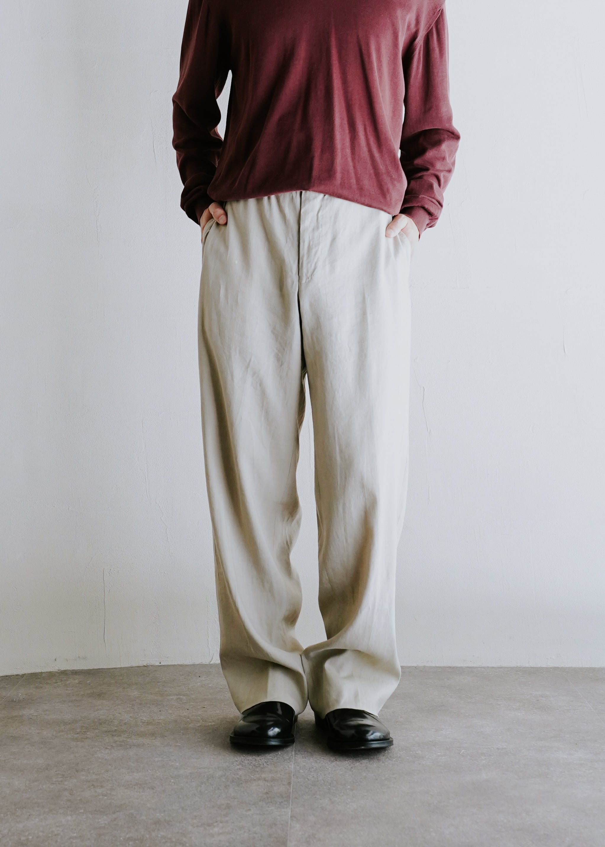 90-00's HERMÈS wide straight summer slacks