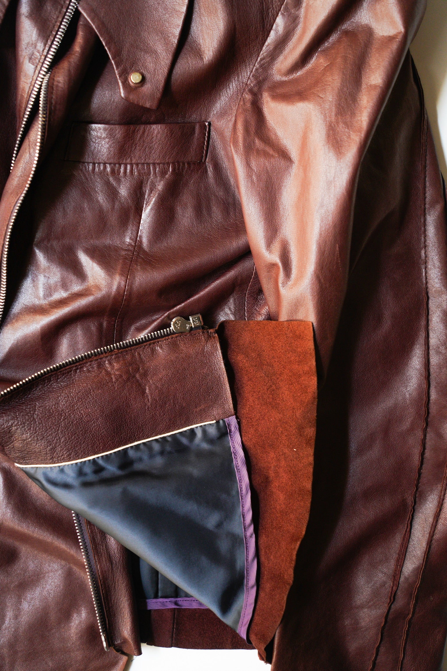 Paul Smith Asymmetrical Collar Leather Jacket in Burgundy