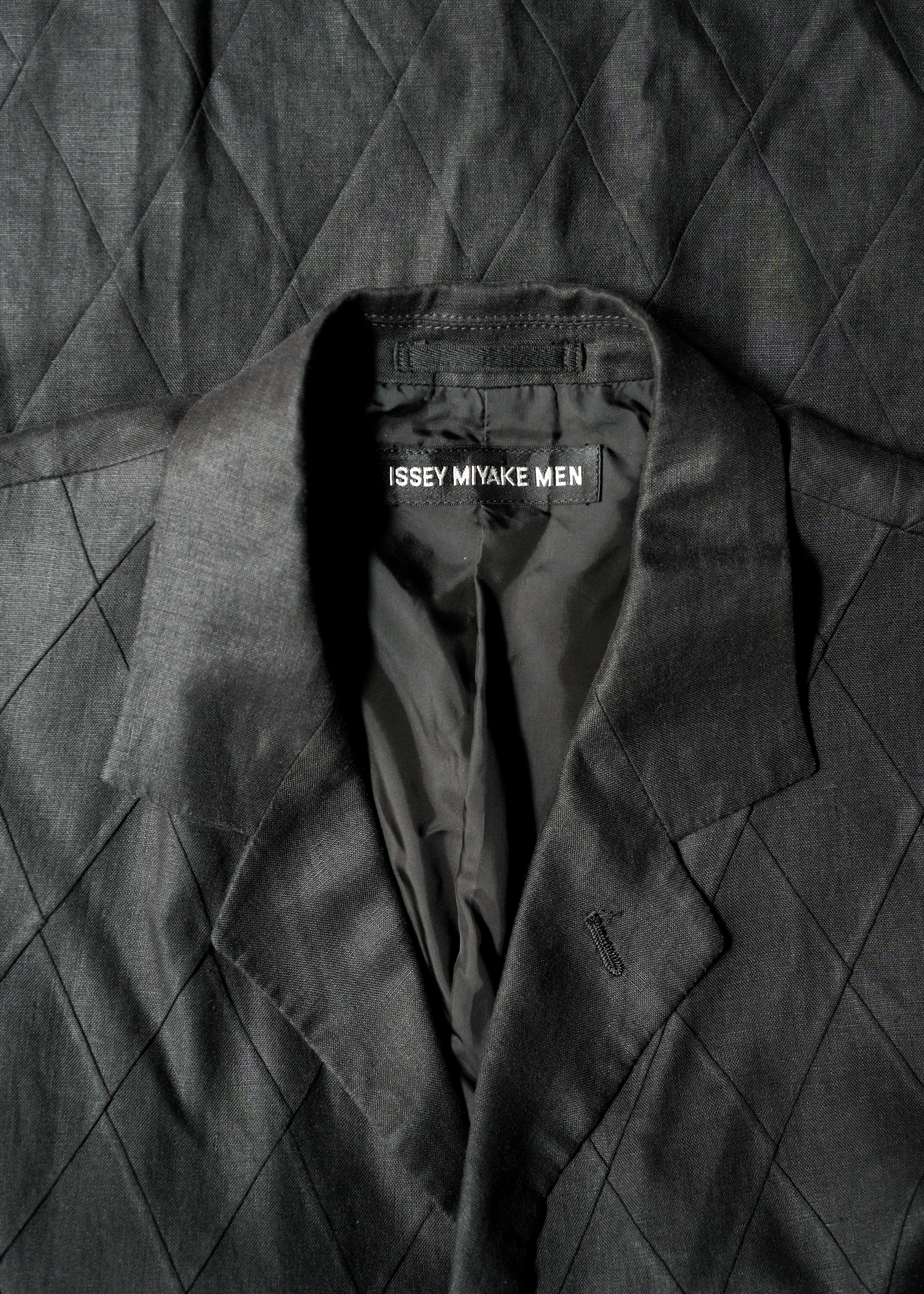 ISSEY MIYAKE MEN 02SS diamond stitch 3 b linen tailored jacket