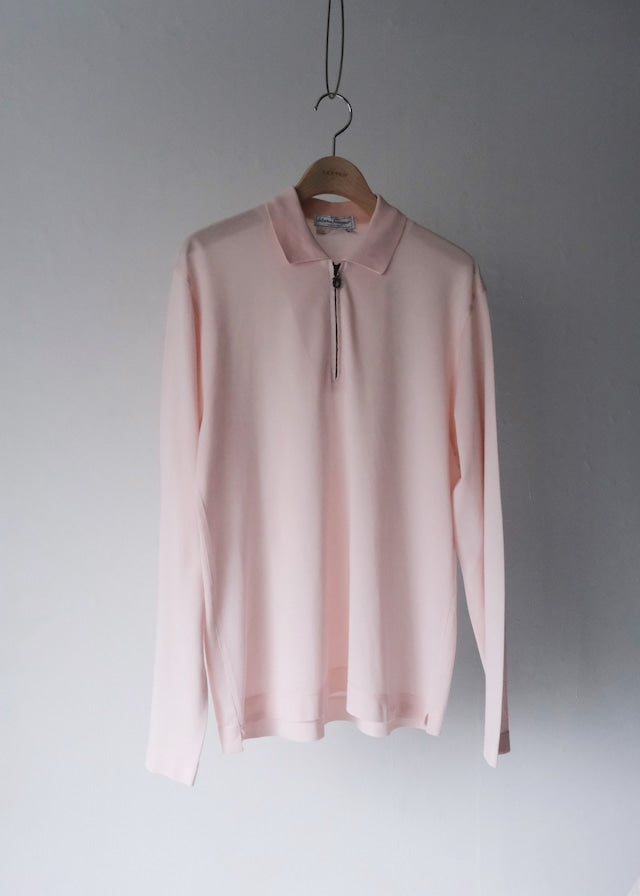 00's Salvatore Ferragamo half zip cotton knit polo