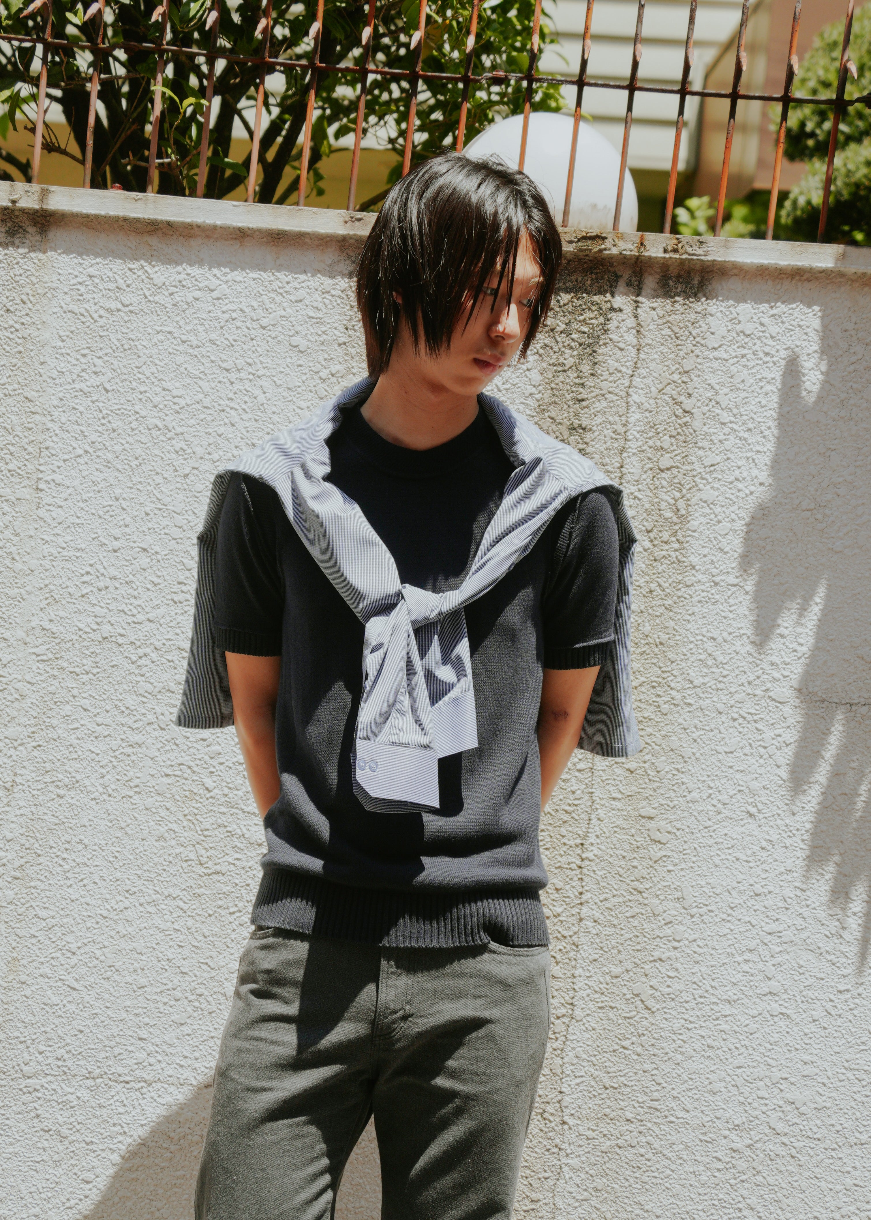 00's- MADAAN regular collar check box shirt