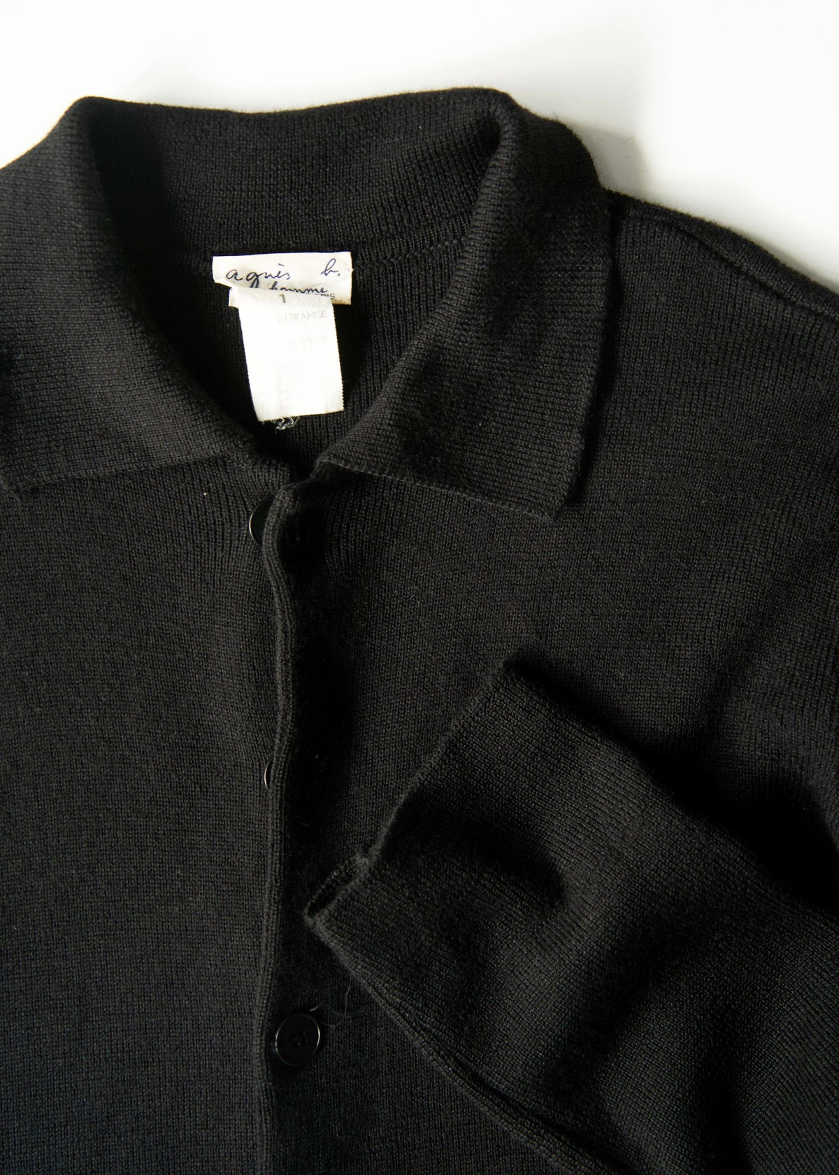 90's agnes b. homme collared wool cardigan