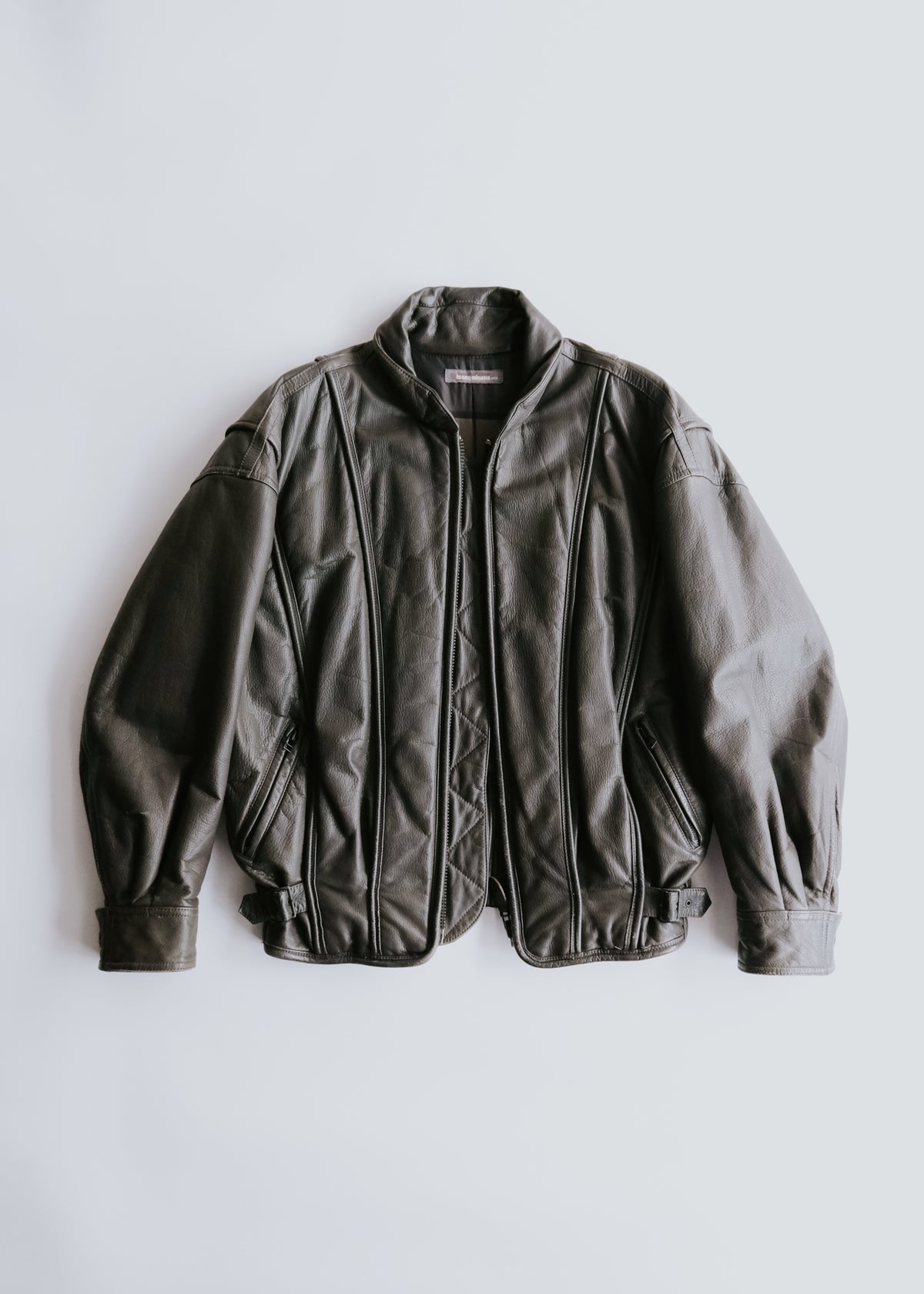 ISSEY MIYAKE 82AW paneled bomber cow leather jacket