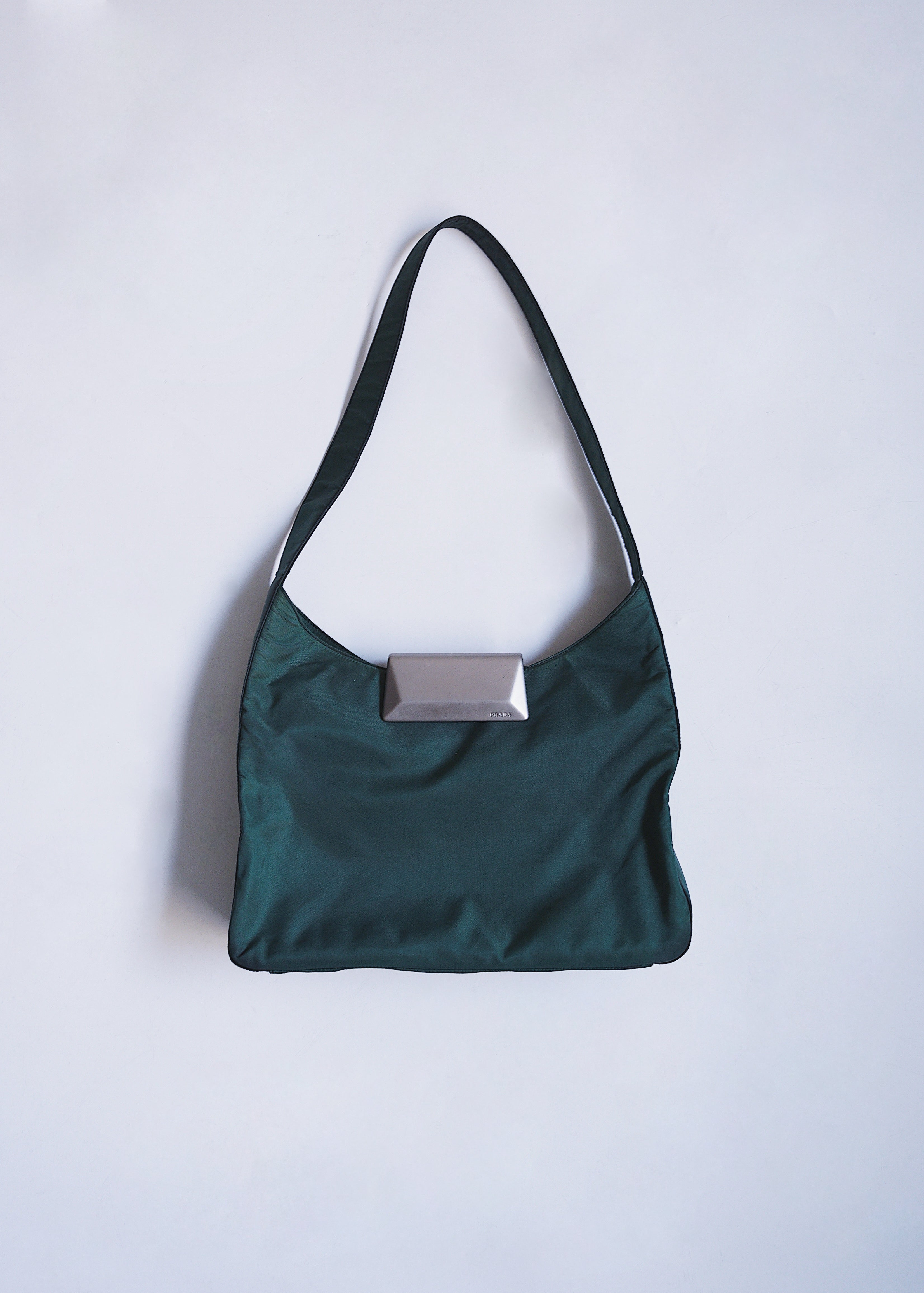 PRADA 97AW metal plate nylon shoulder bag