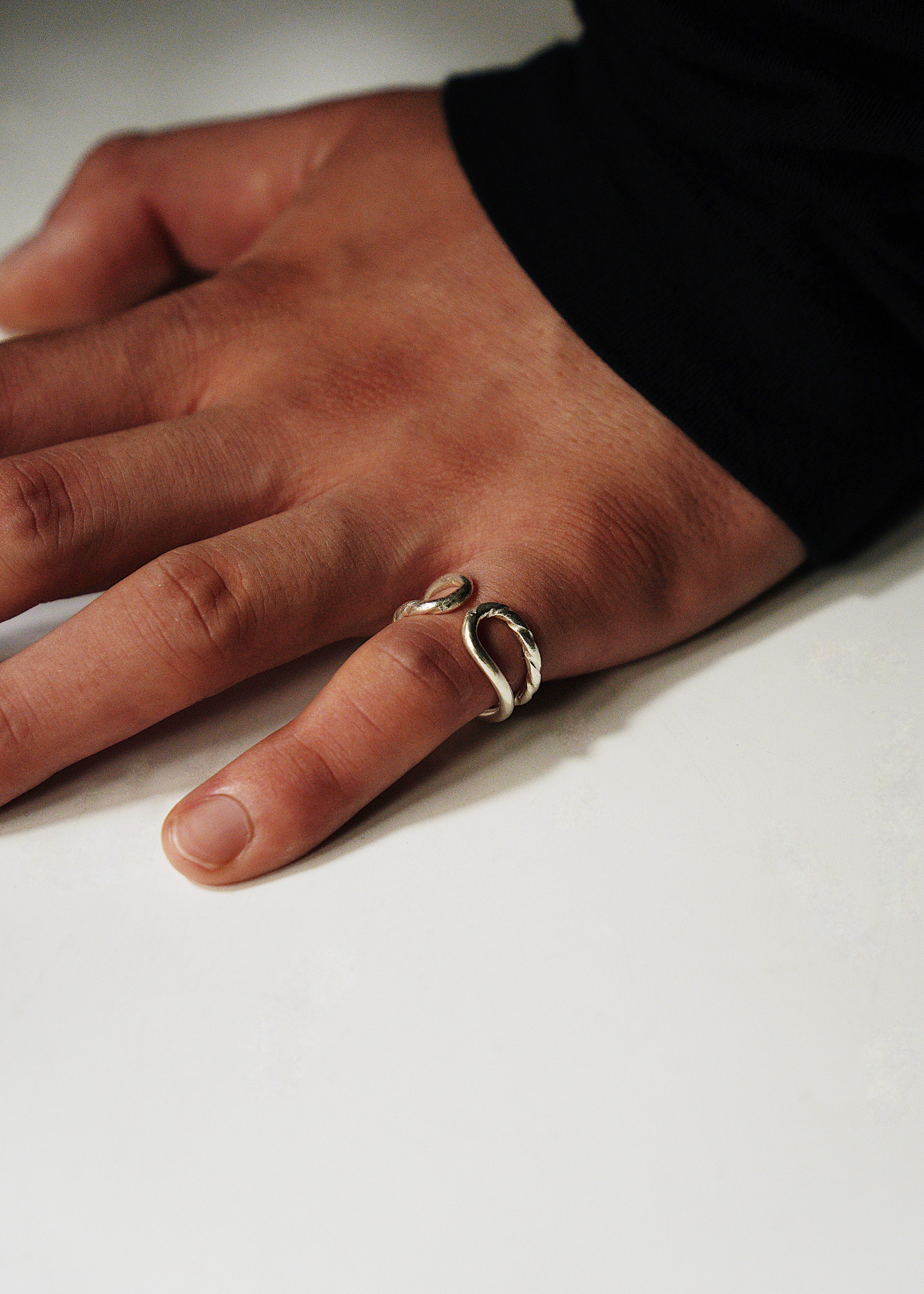 karen silver double scarf ring
