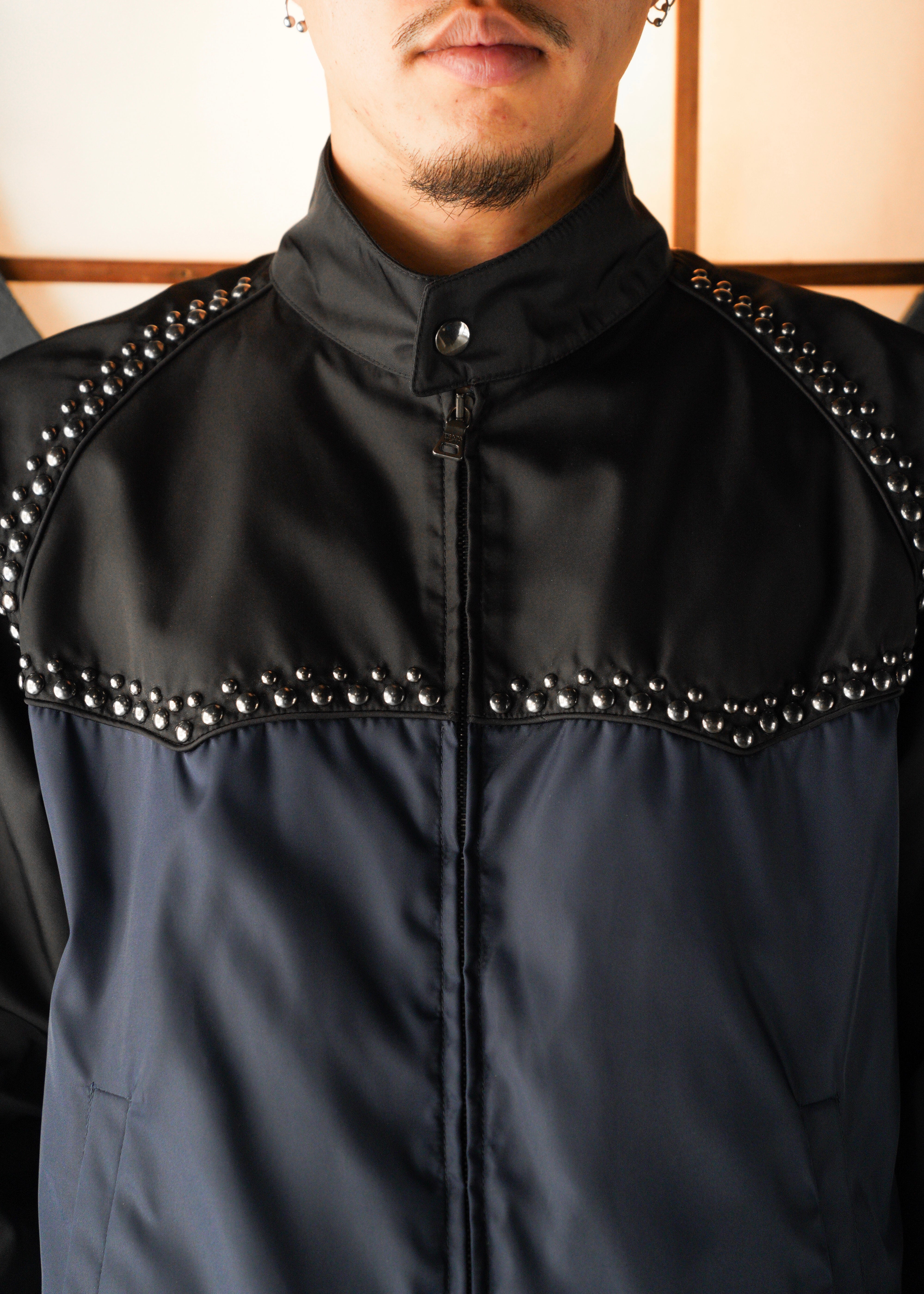 PRADA 12SS bicolor nylon studs blouson
