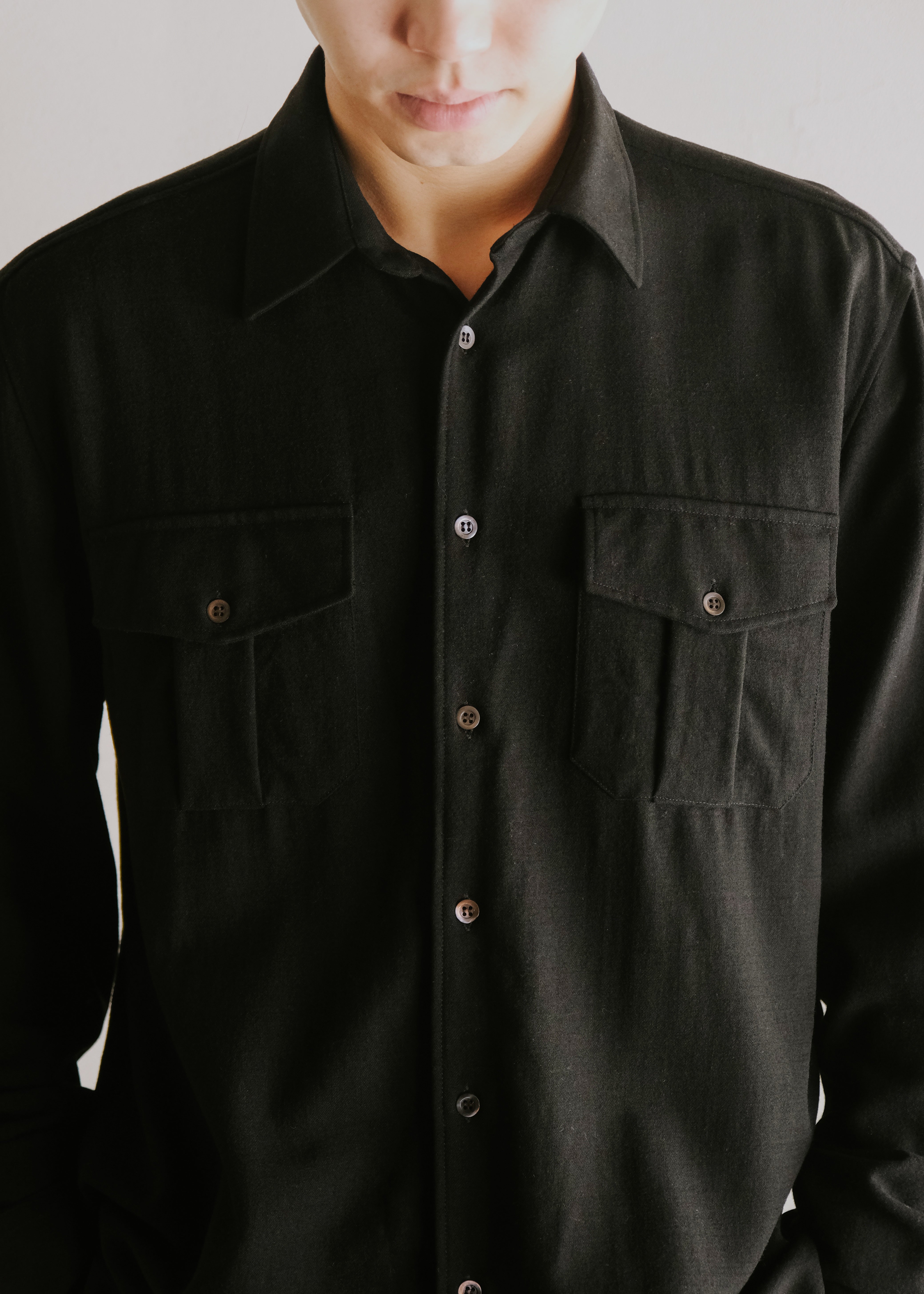 00's DRIES VAN NOTEN wool regular collar shirt