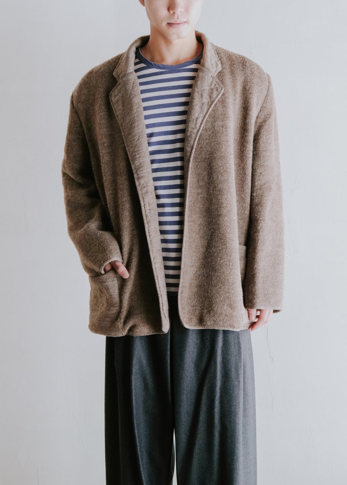 -90's HERMÈS open front quilted lapel jacket