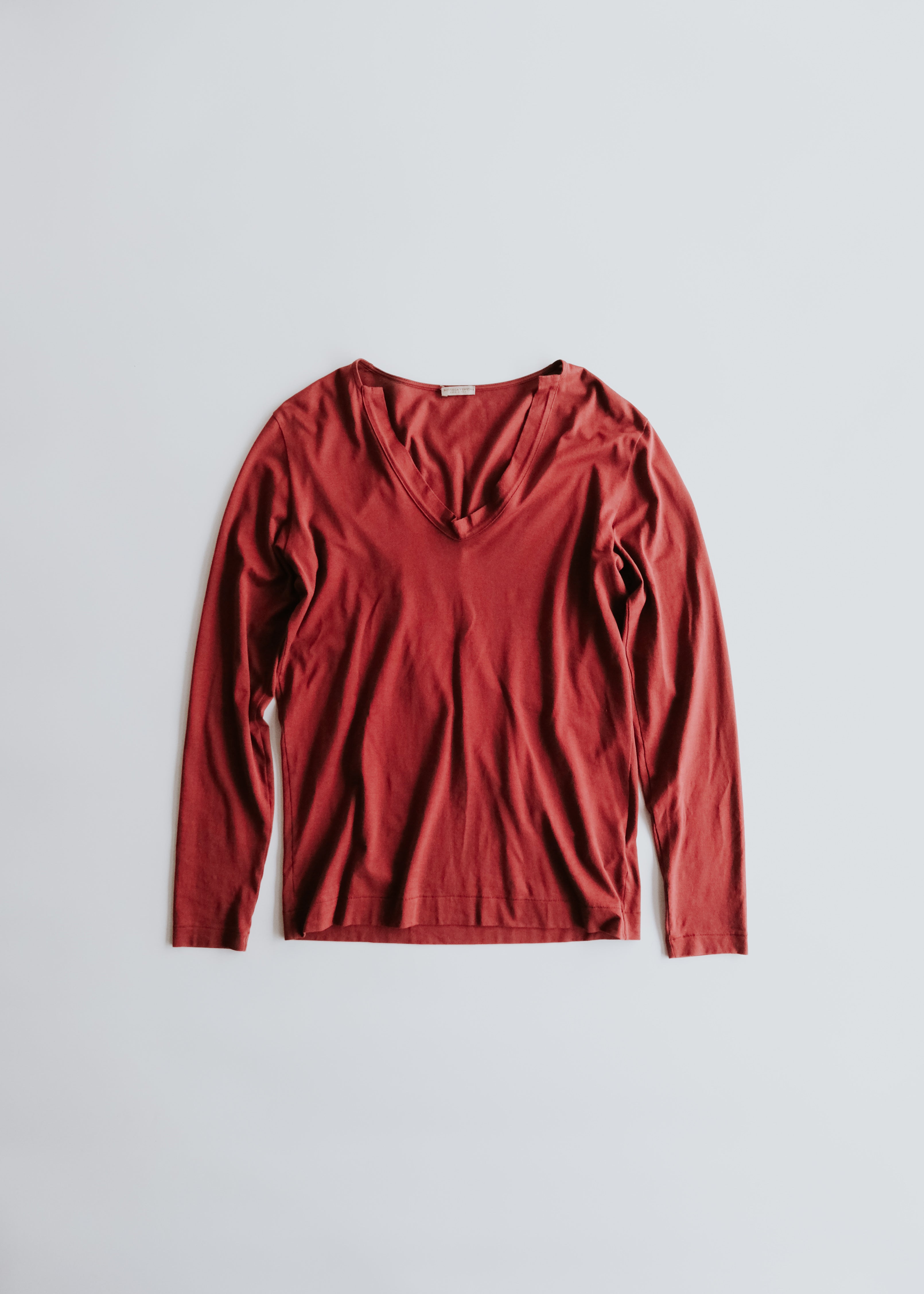 BOTTEGA VENETA 10SS deep V neck cotton long sleeves top