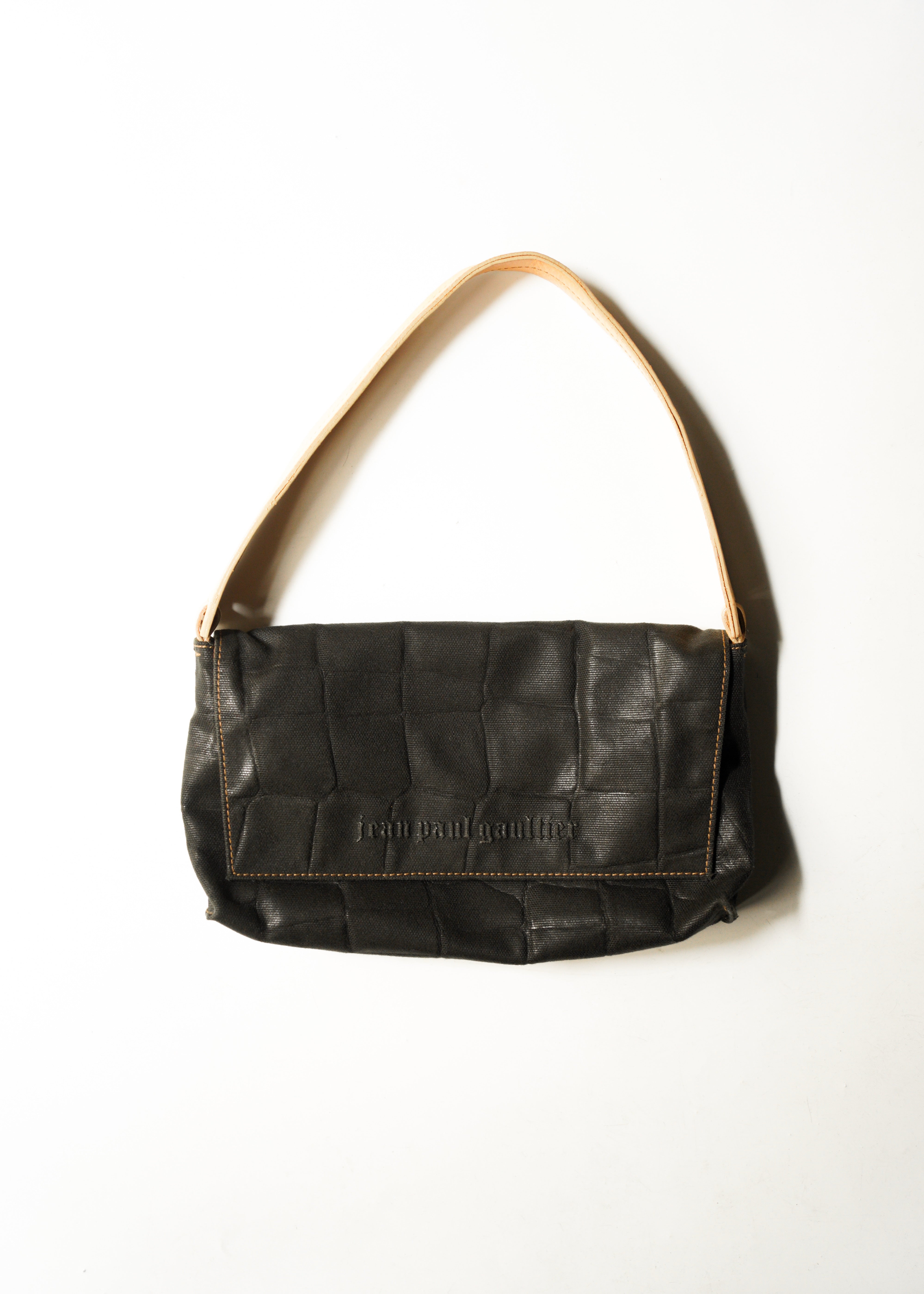 90-00’s Jean Paul Gaultier croc-embossed canvas shoulder bag