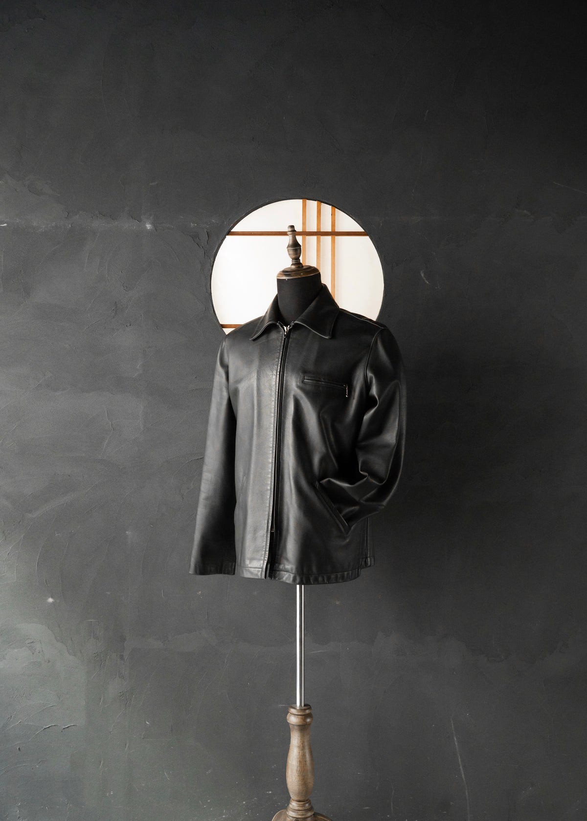 90-00’s A.P.C. zip up cow leather jacket