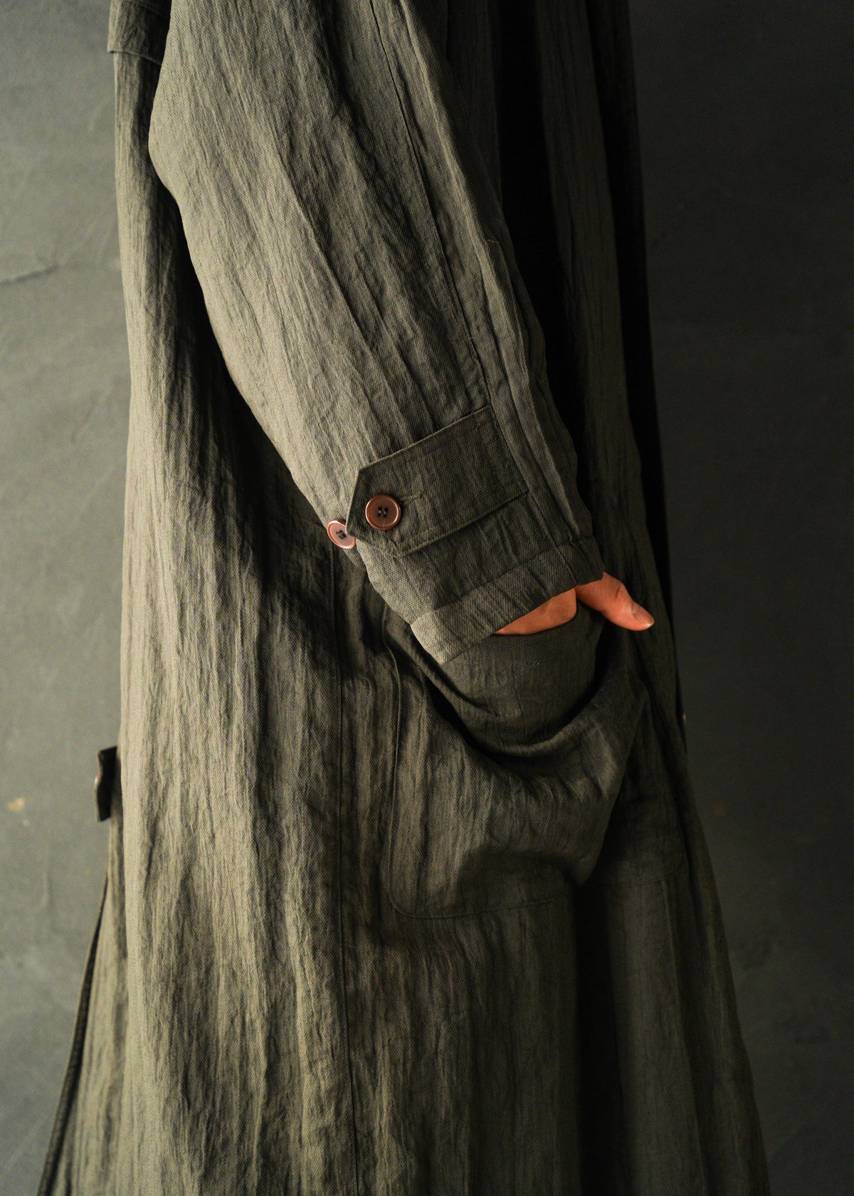 70-80’s GIORGIO ARMANI linen balmacaan coat