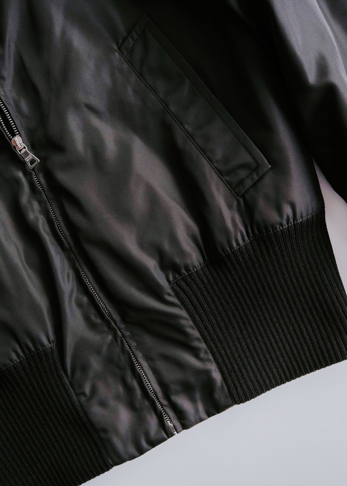 PRADA 13AW wide ribb nylon bomber jacket