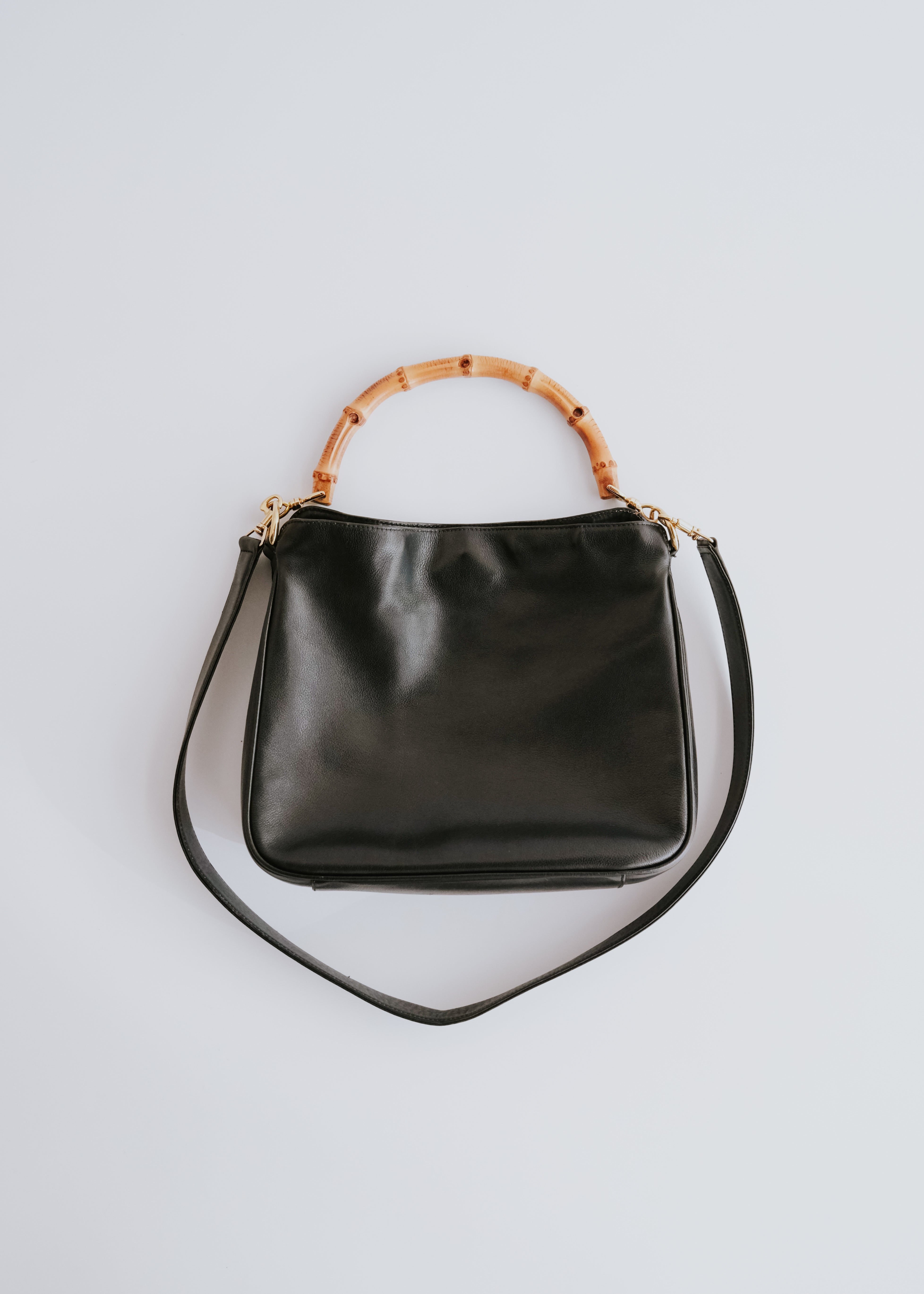 GUCCI 2way leather shoulder bag with bamboo handle