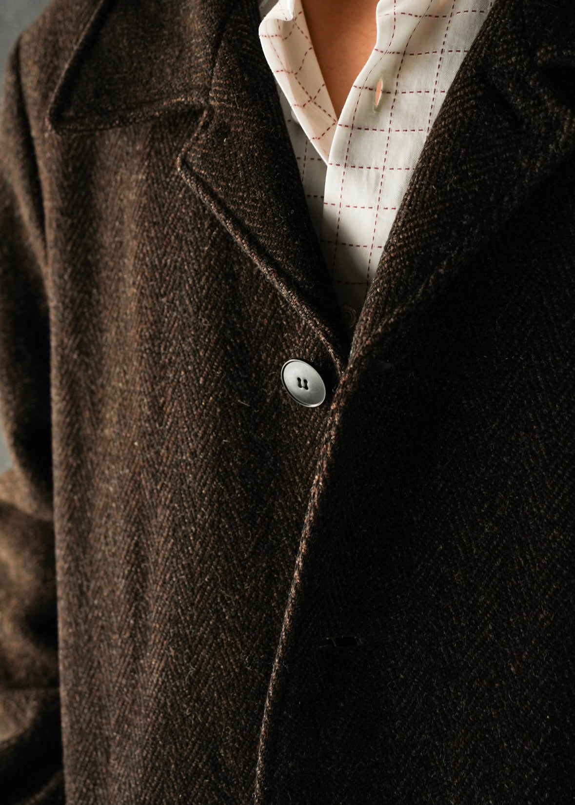 90’s agnes b. homme herringbone wool half coat