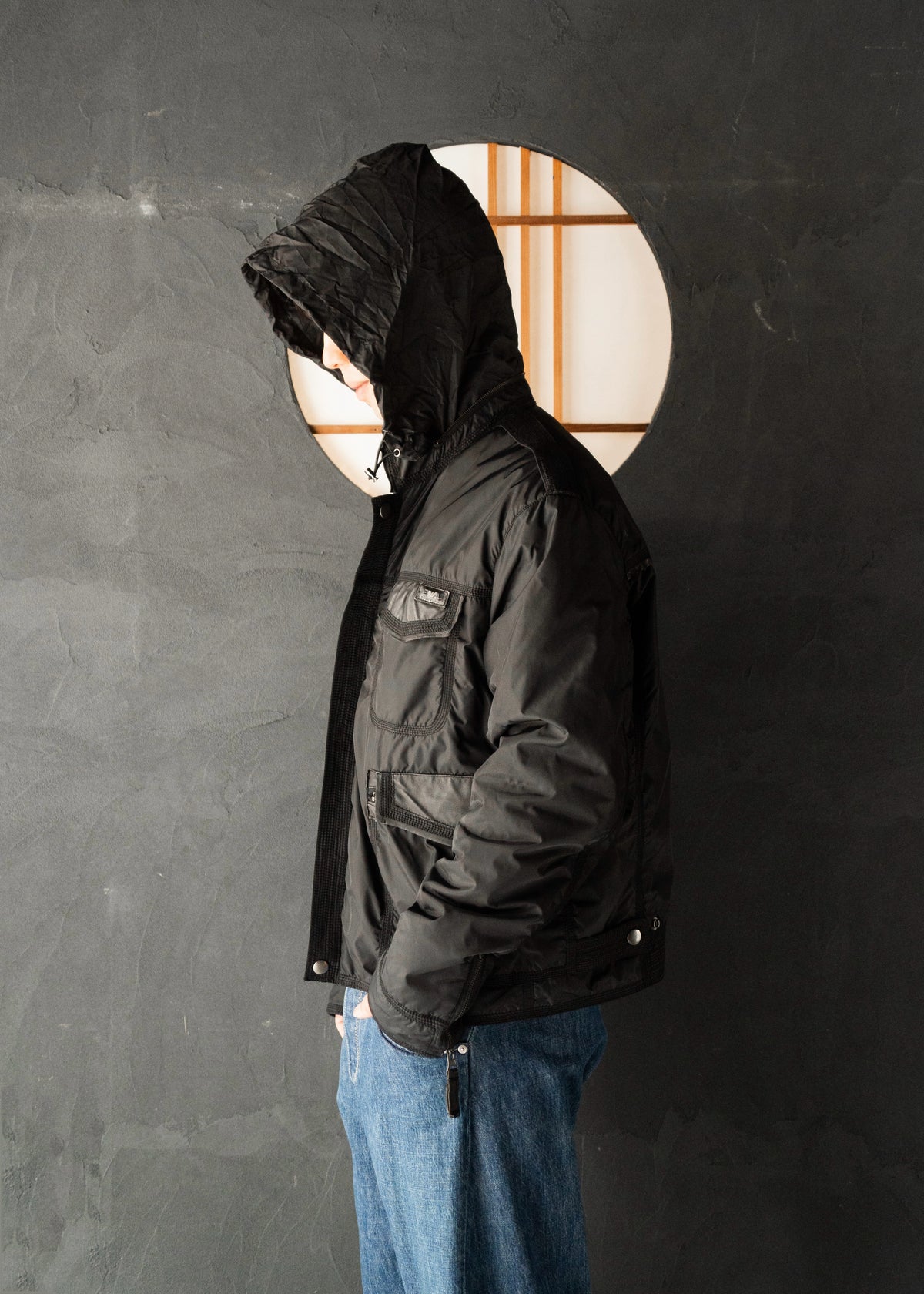 00’s EMPORIO ARMANI double zip up multi pocket nylon jacket