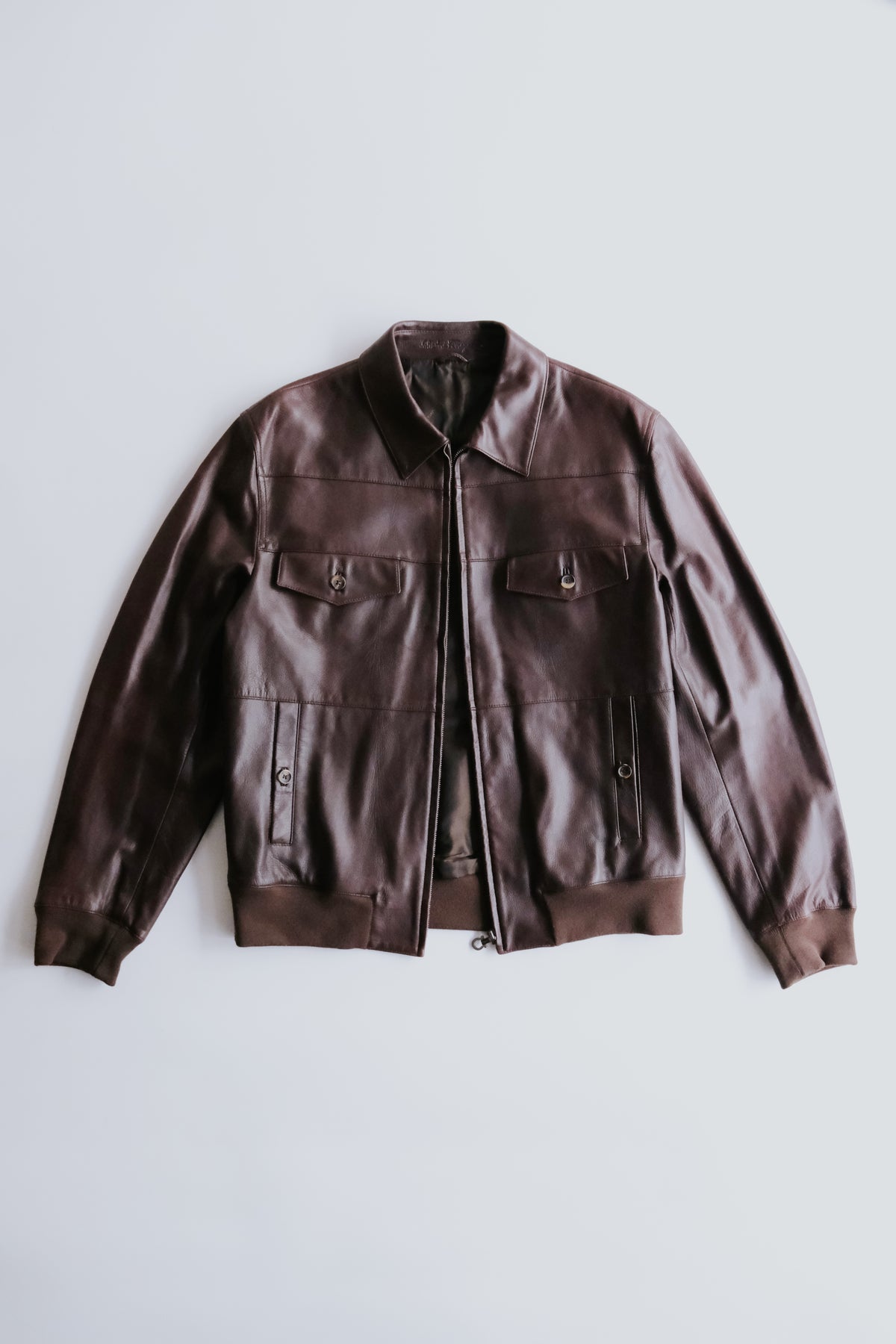 90-00's Salvatore Ferragamo 4 pockets zip up leather blouson