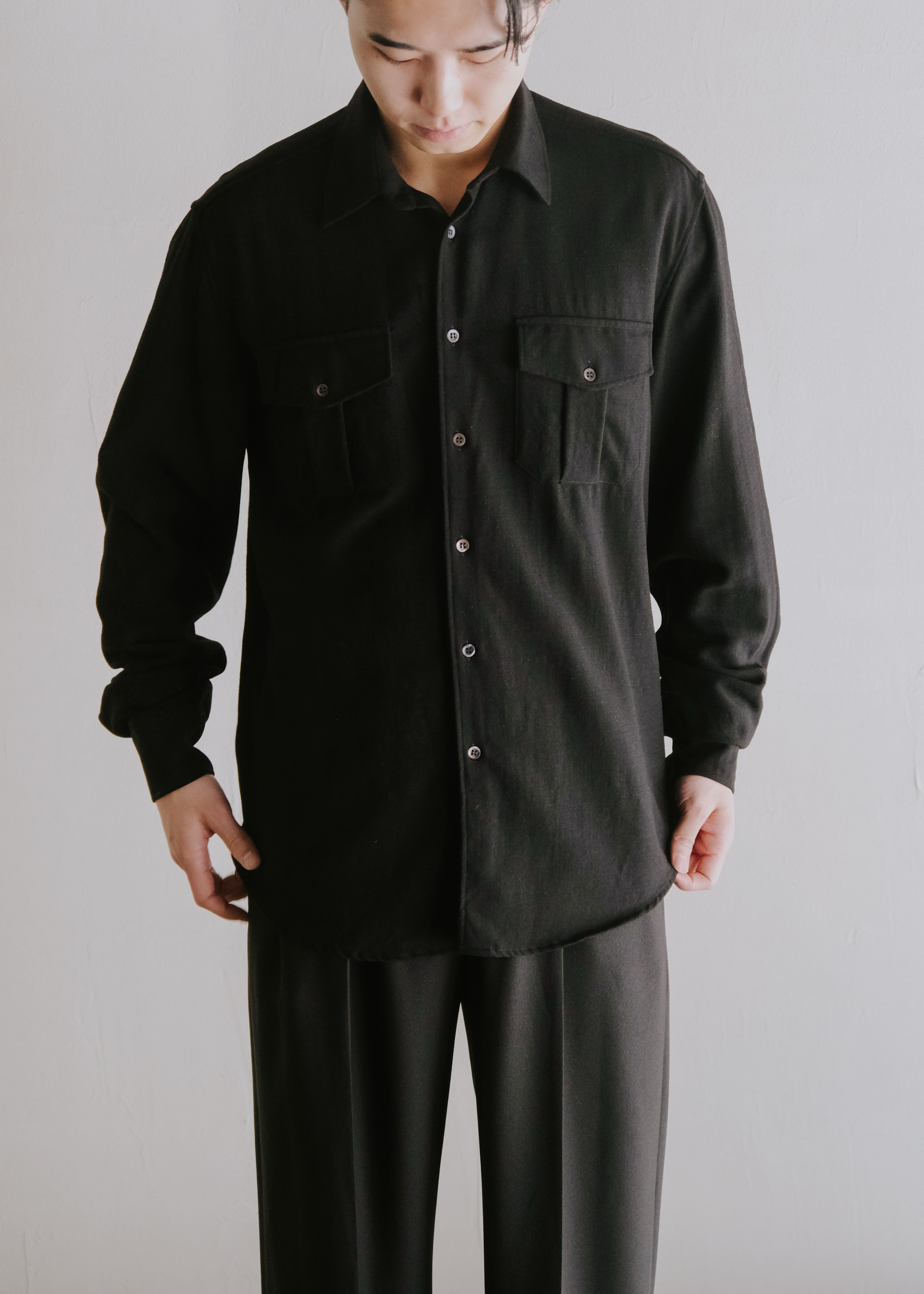 00's DRIES VAN NOTEN wool regular collar shirt