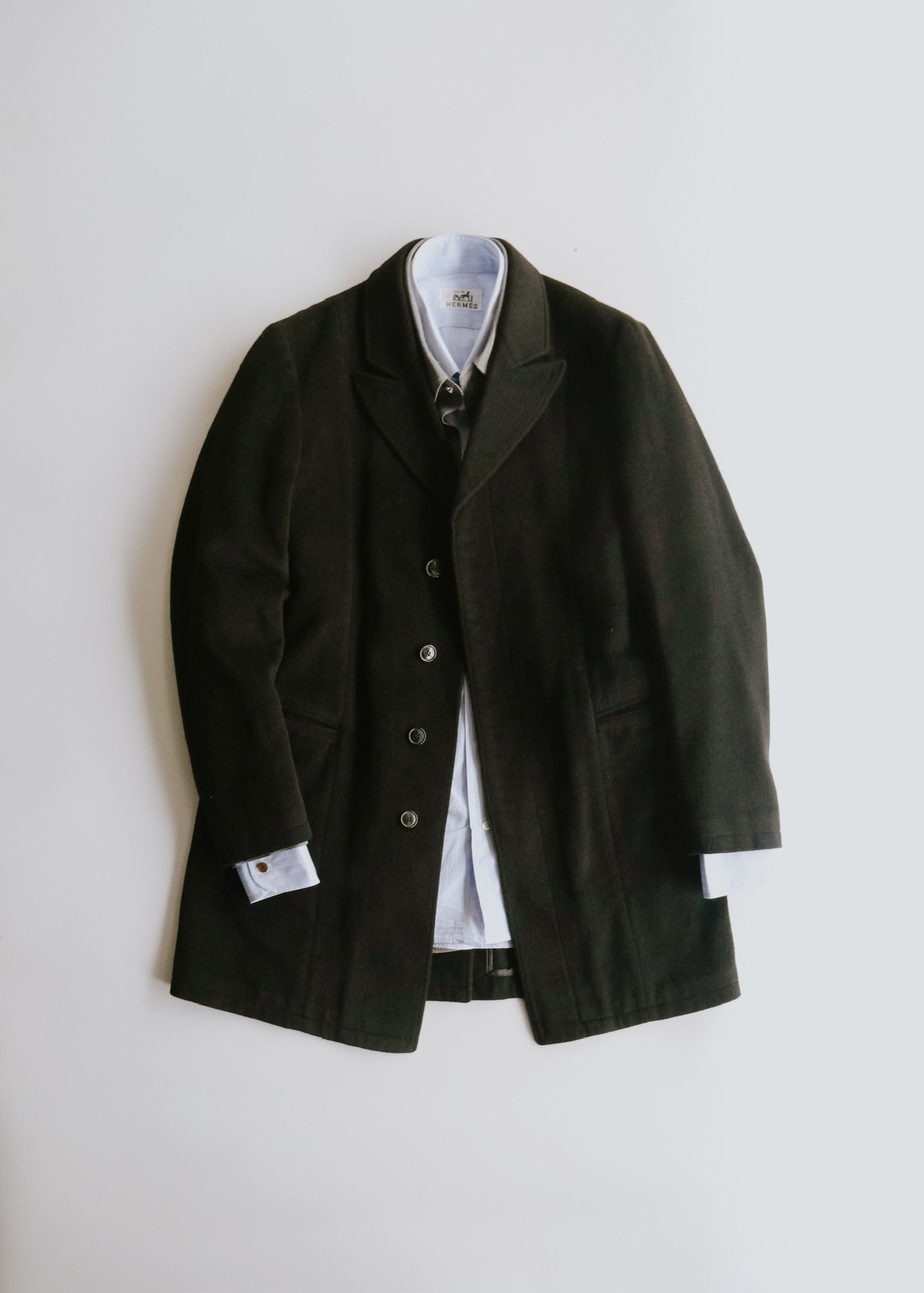 EMPORIO ARMANI 05AW fly front angora wool chesterfield coat