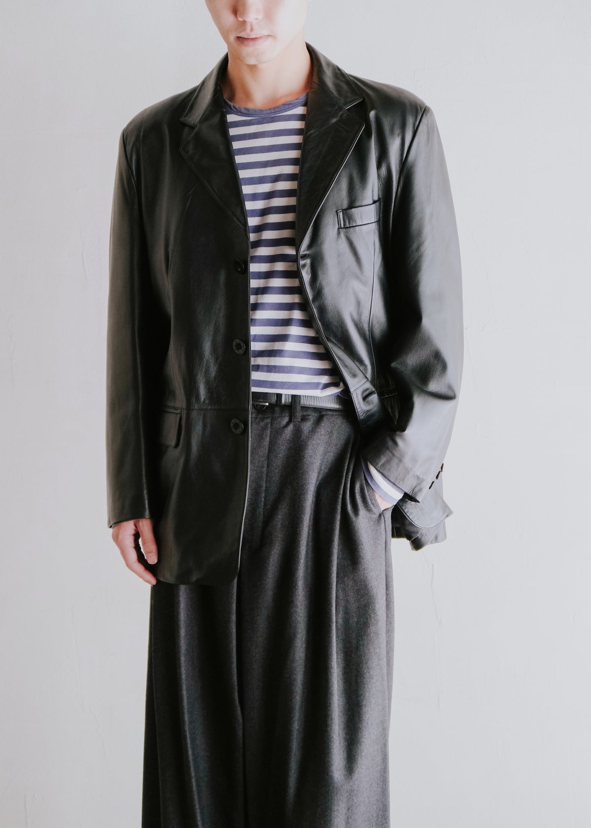 BALMAIN PARIS lamb leather 3B tailored jacket