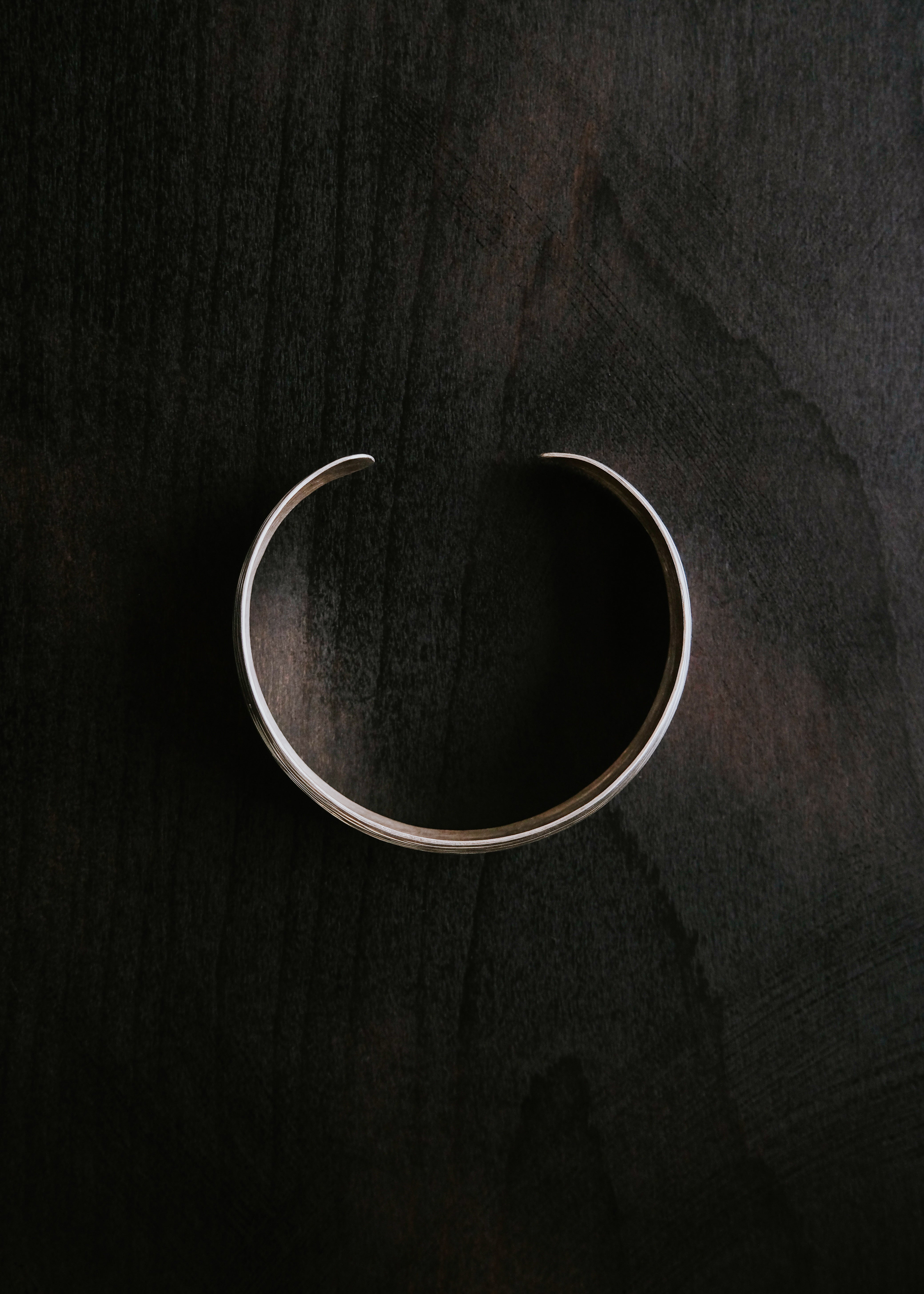 Karen silver multiple line engraved wide bangle