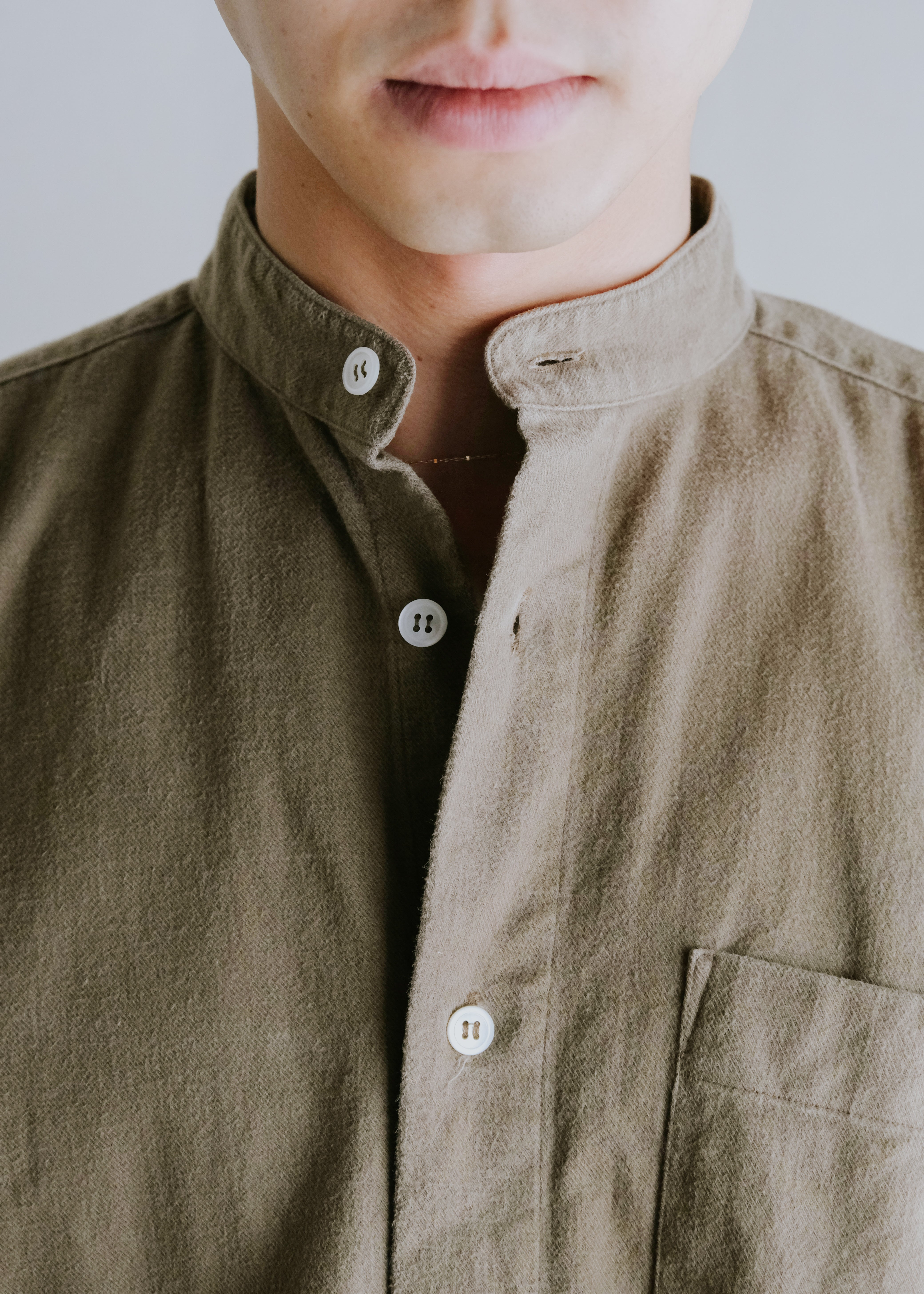 80-90's ISSEY MIYAKE im MIYAKE DESIGH STUDIO brushed cotton band collar shirt
