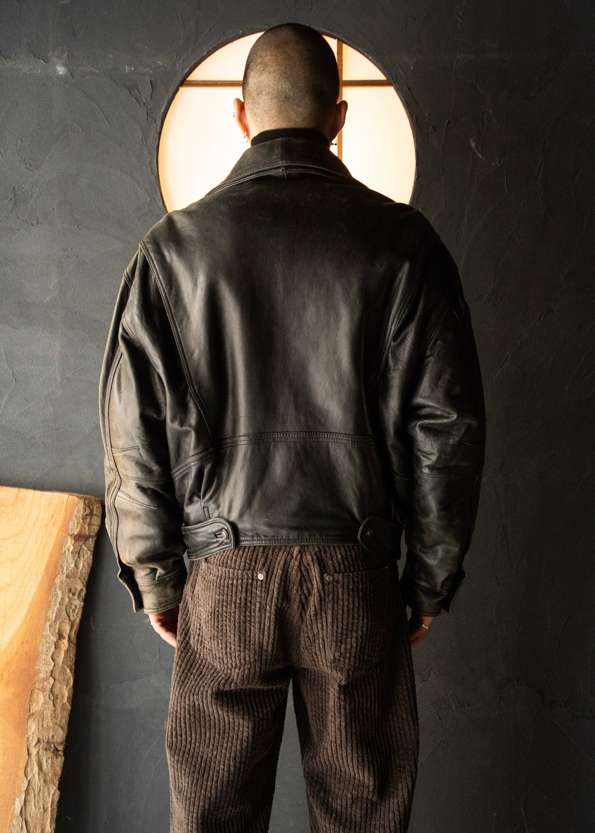 80-90's RUFFO fly front hooded leather blouson