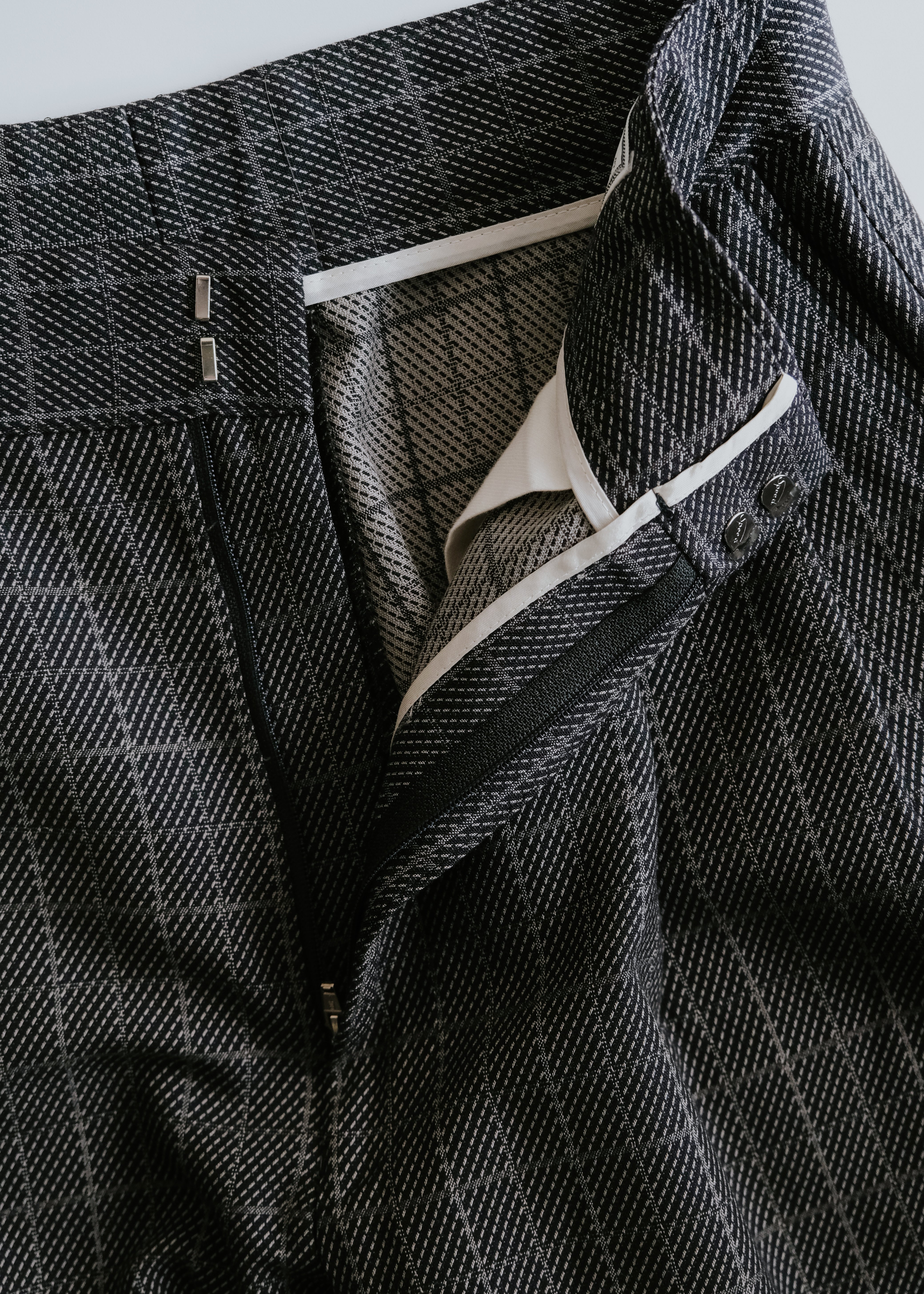 80's GIANNI VERSACE glen check tucked wide tapered slacks