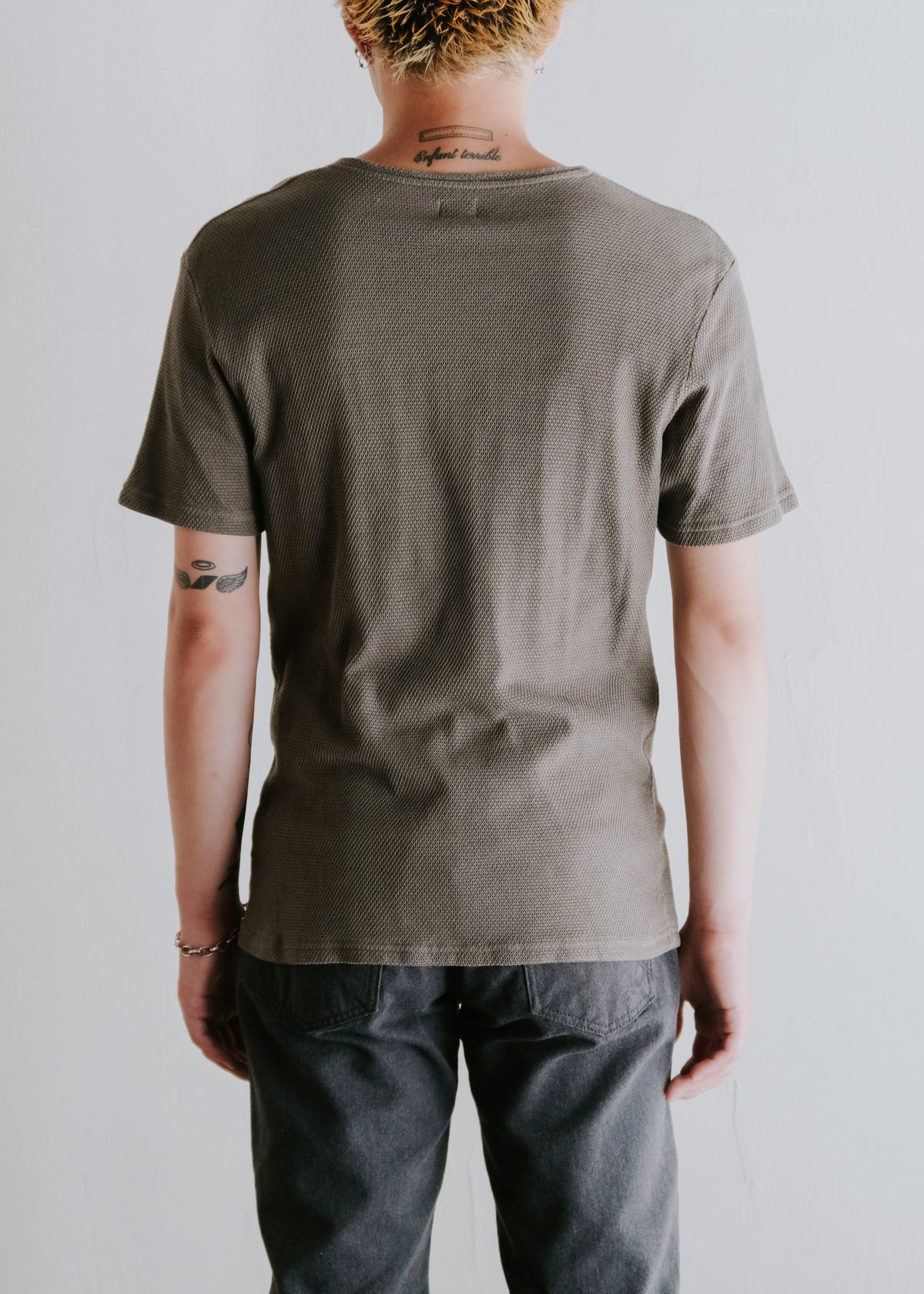 00's JIL SANDER v neck mesh cotton cut-saw