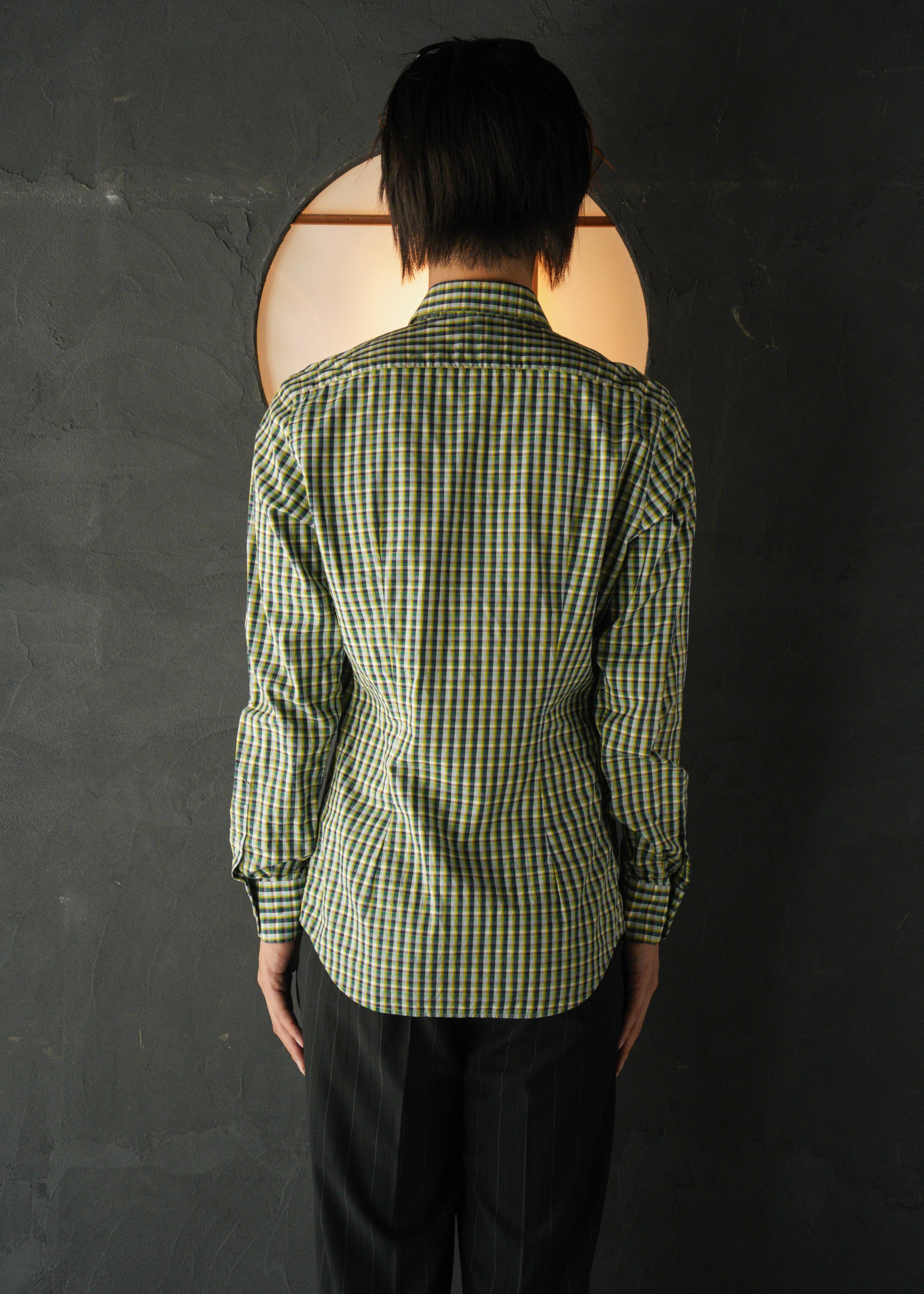 PRADA multi color check regular collar cotton shirt