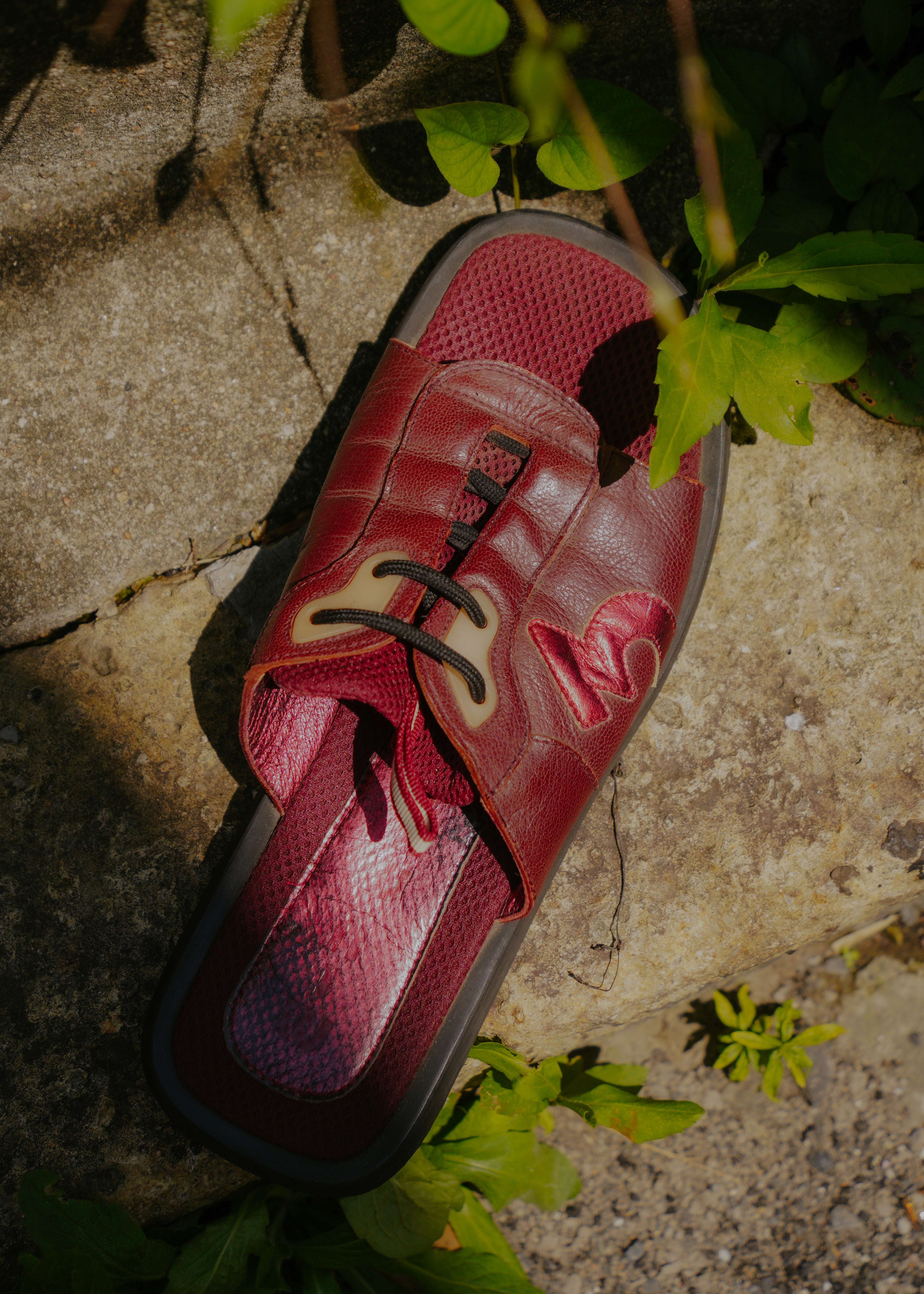 90's MIU MIU leather & mesh combination sandals