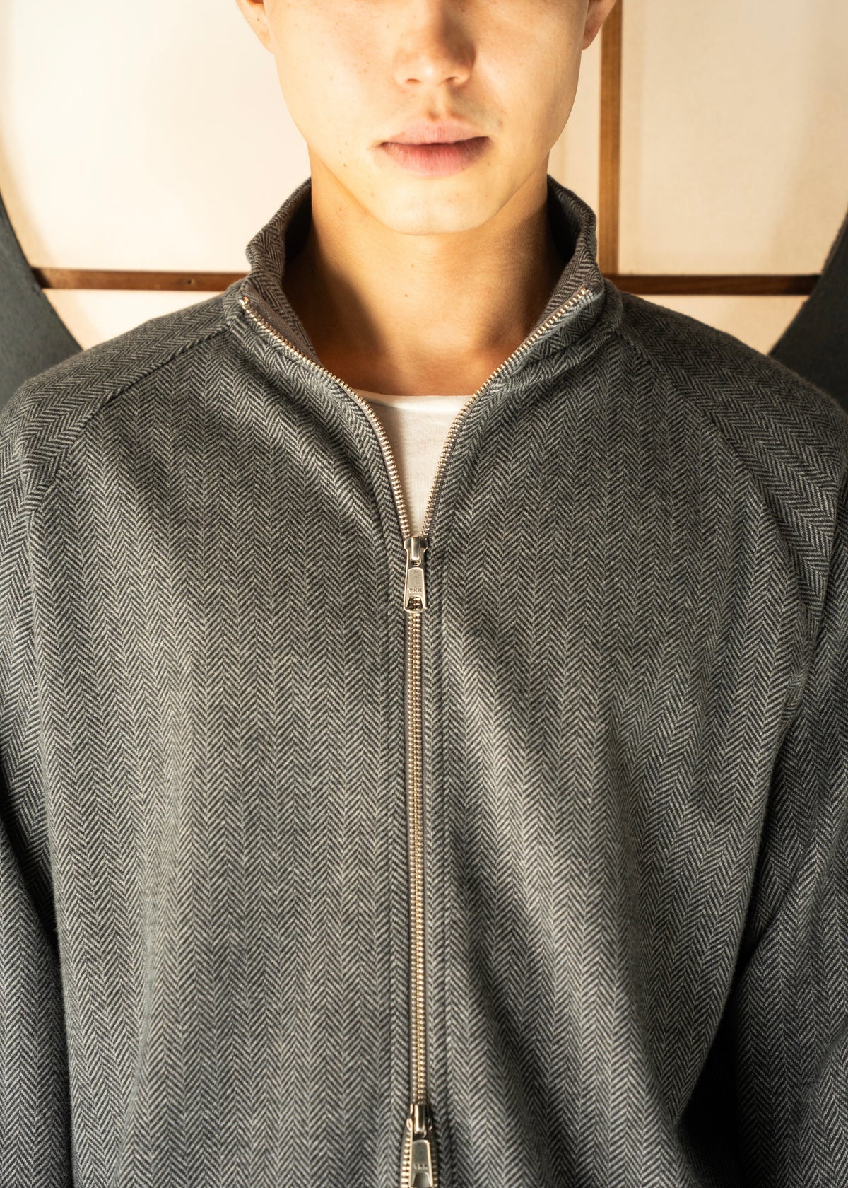 mfpen 26AW Leisure Zip Up / Grey Herringbone