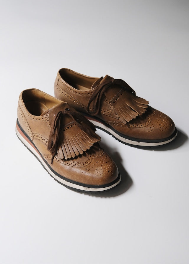 00's PRADA SPORT wingtip tassel leather sneakers