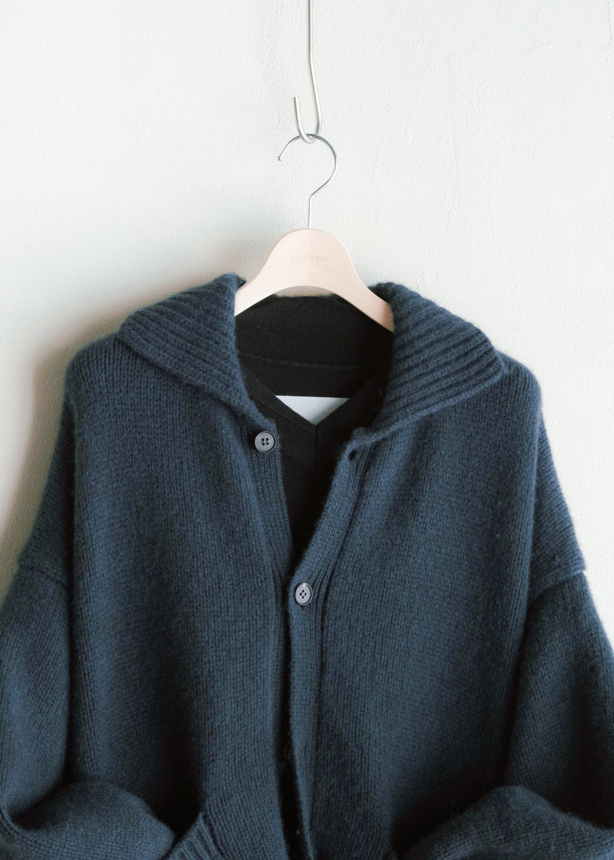 nonnotte 26AW Draping Shawl Collar V Pullover Pure Cashmere Knit