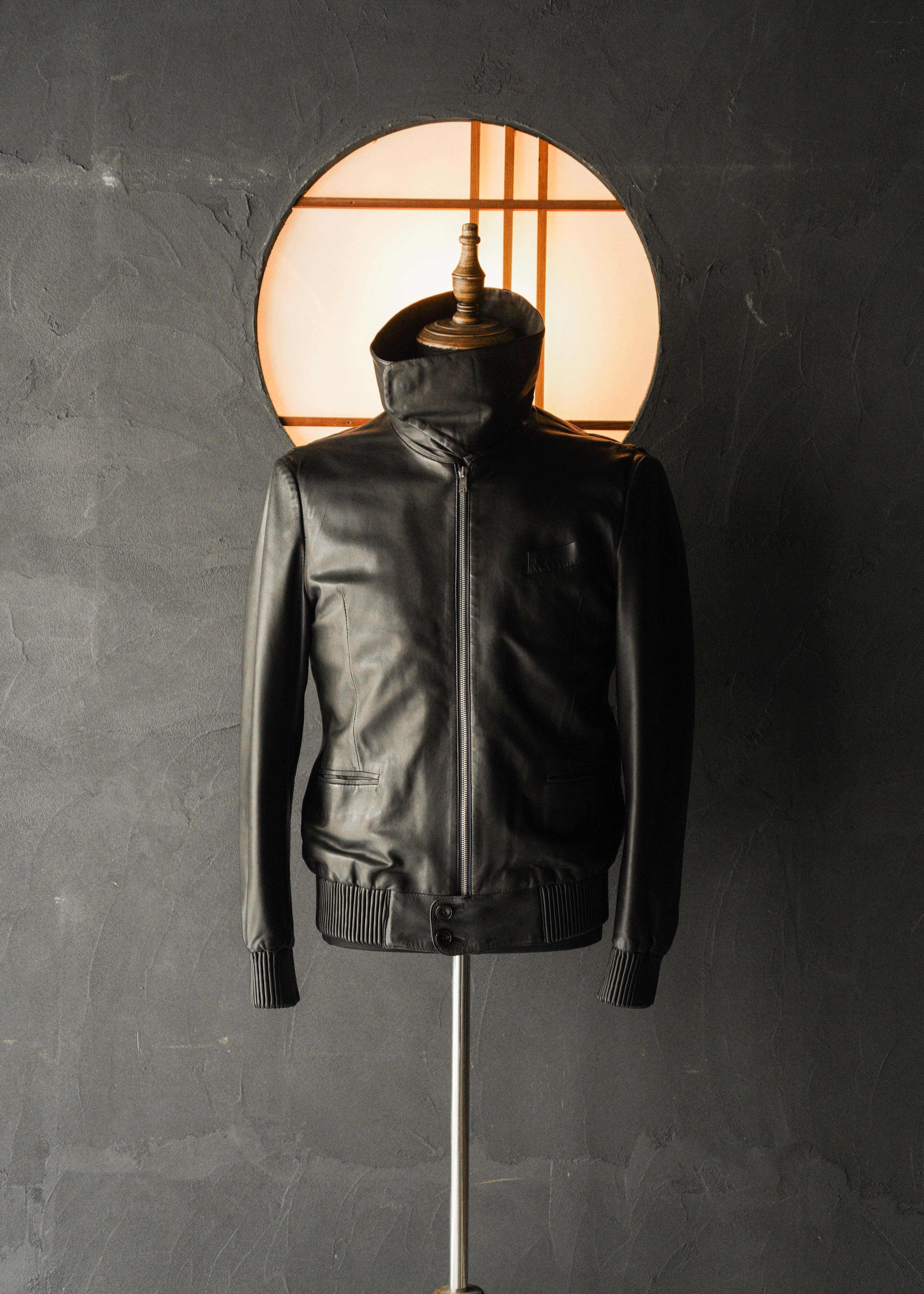 Paul Smith ポールスミス 2010AW スタンドカラー ジップアップ ラムレザー ジャケット メンズ