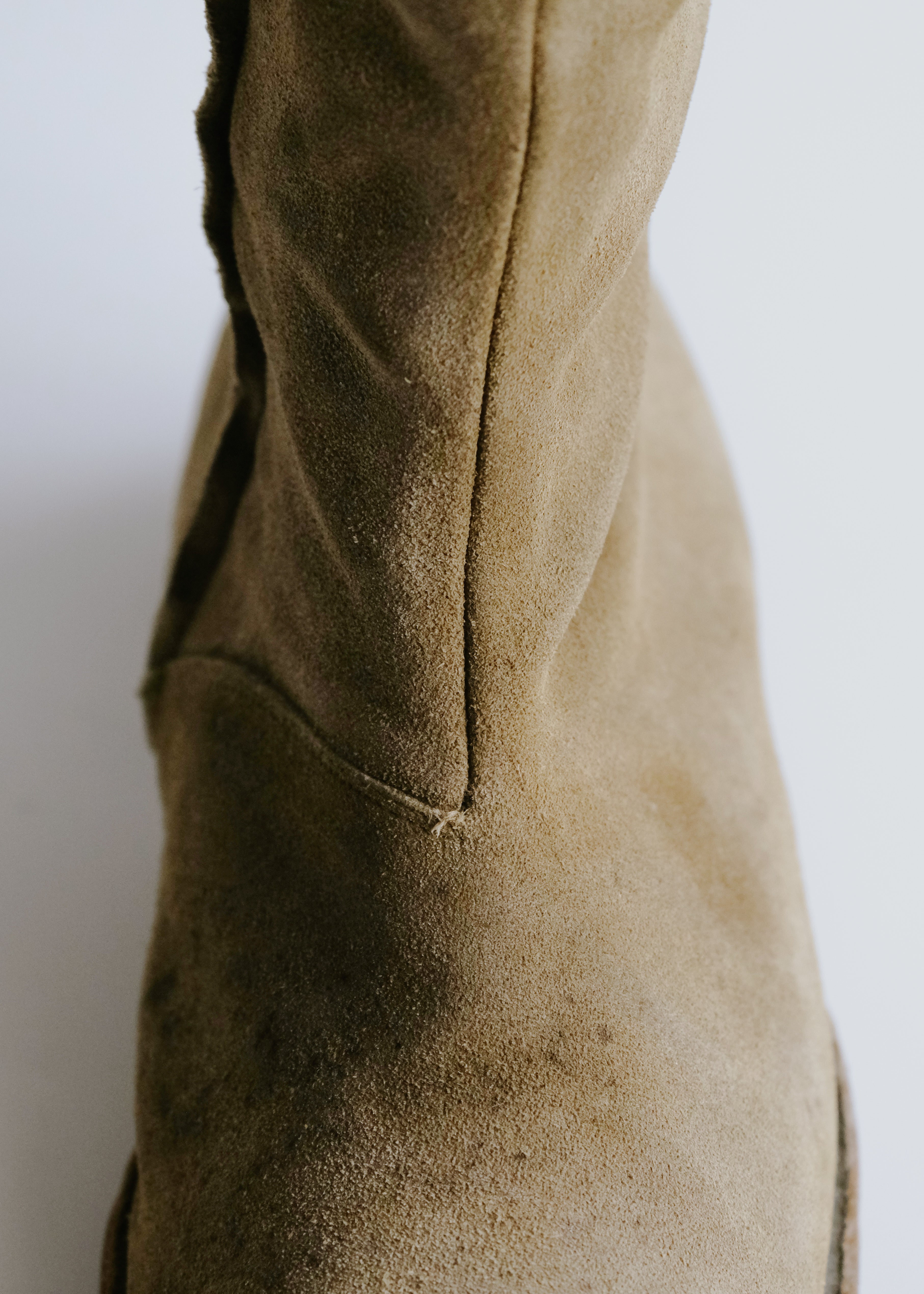 Martin Margiela 03AW aged suede square toe side zip boots