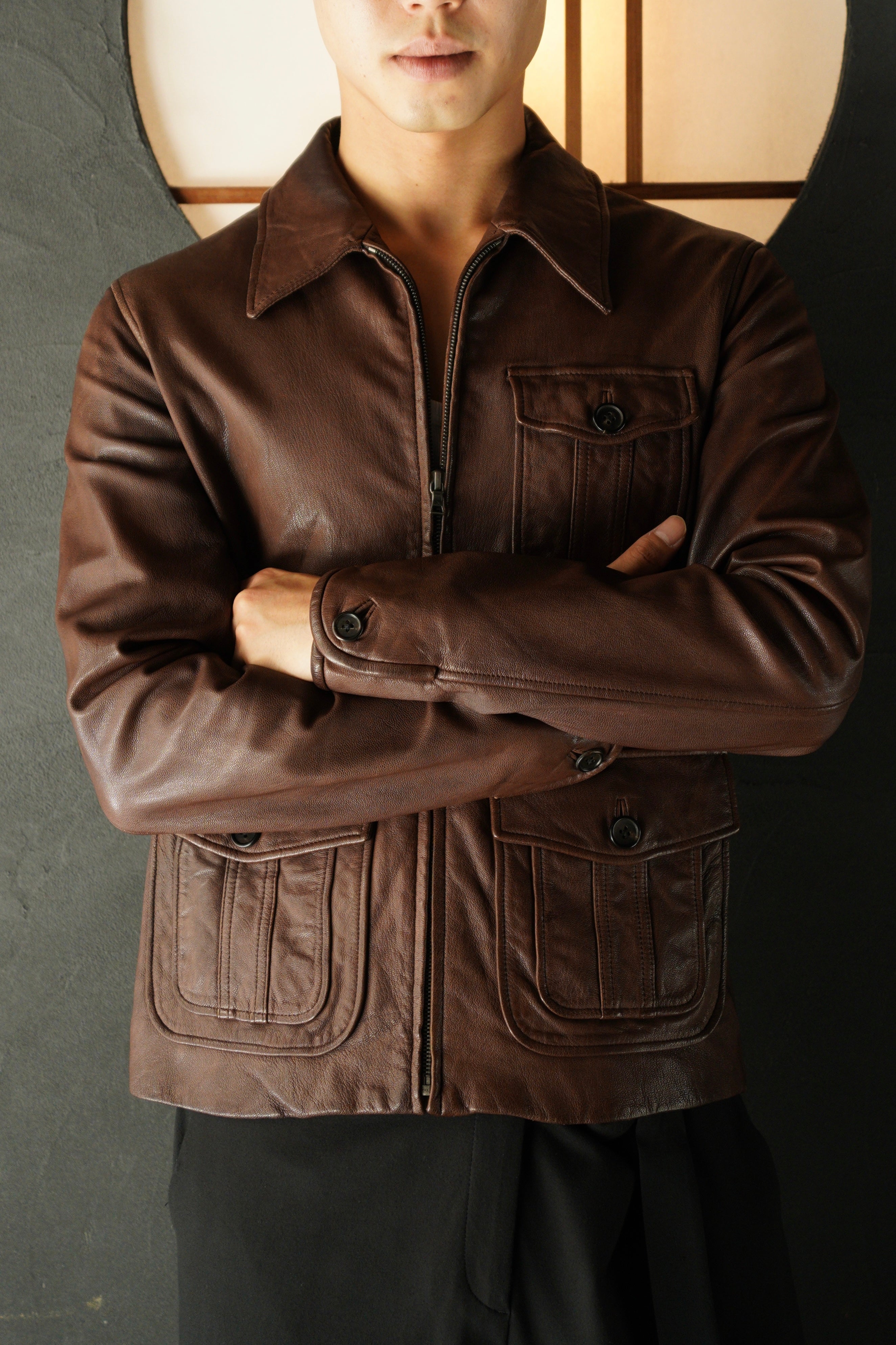 Paul Smith safari leather zip-up blouson