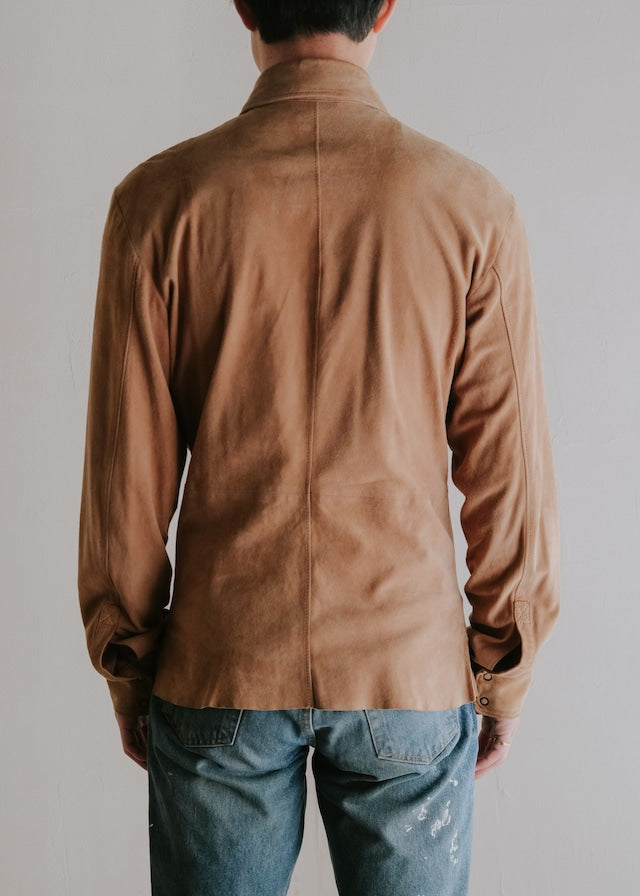10's RUFFO suede leather snap button shirt
