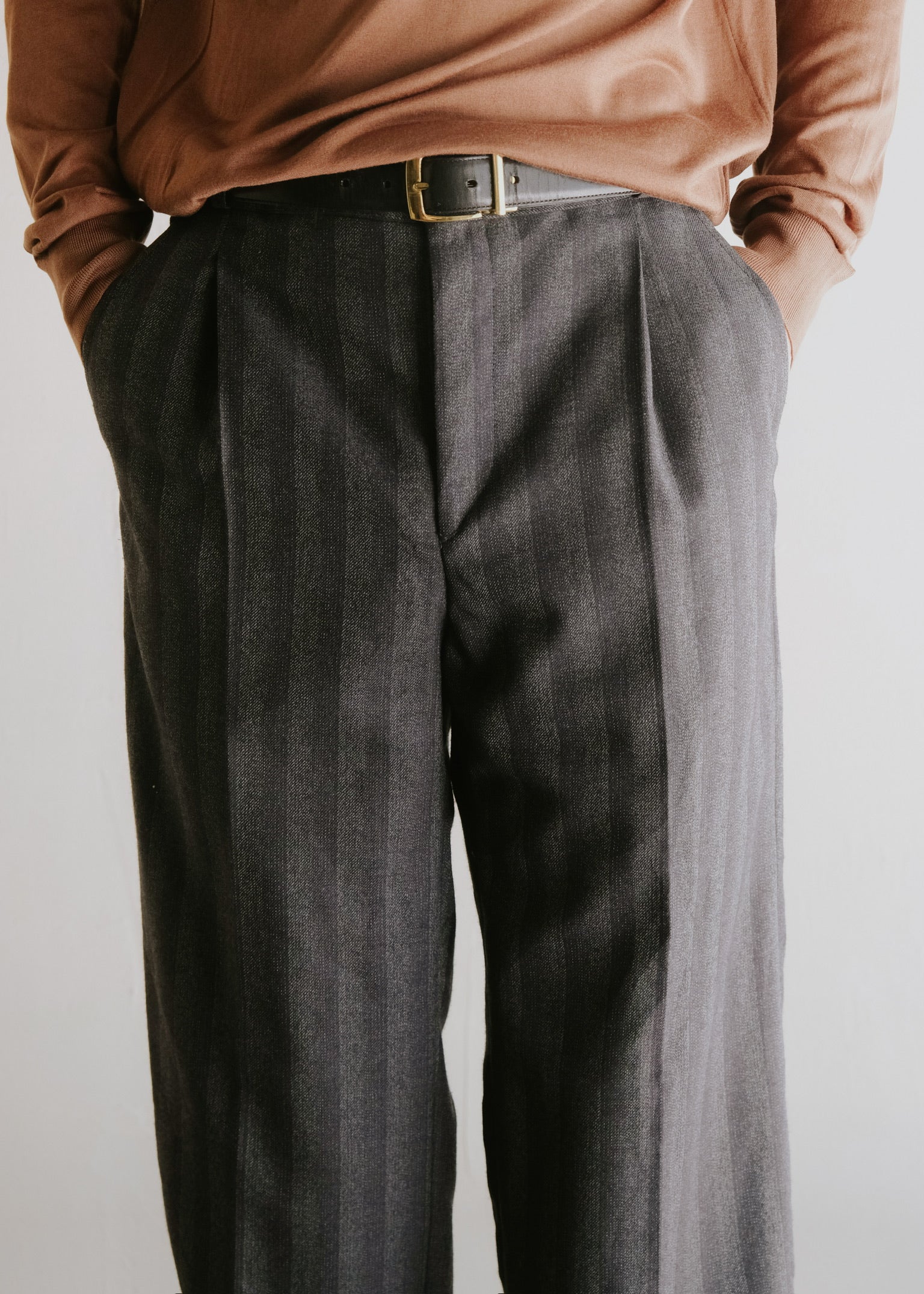 70-80's euro vintage two tucked stripes trousers