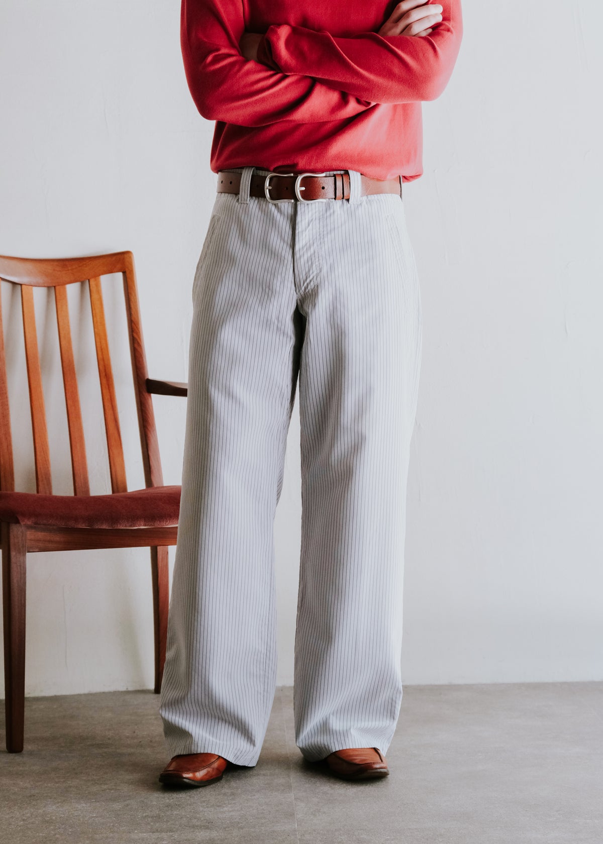 00's EMPORIO ARMANI striped wide buggy modal trousers
